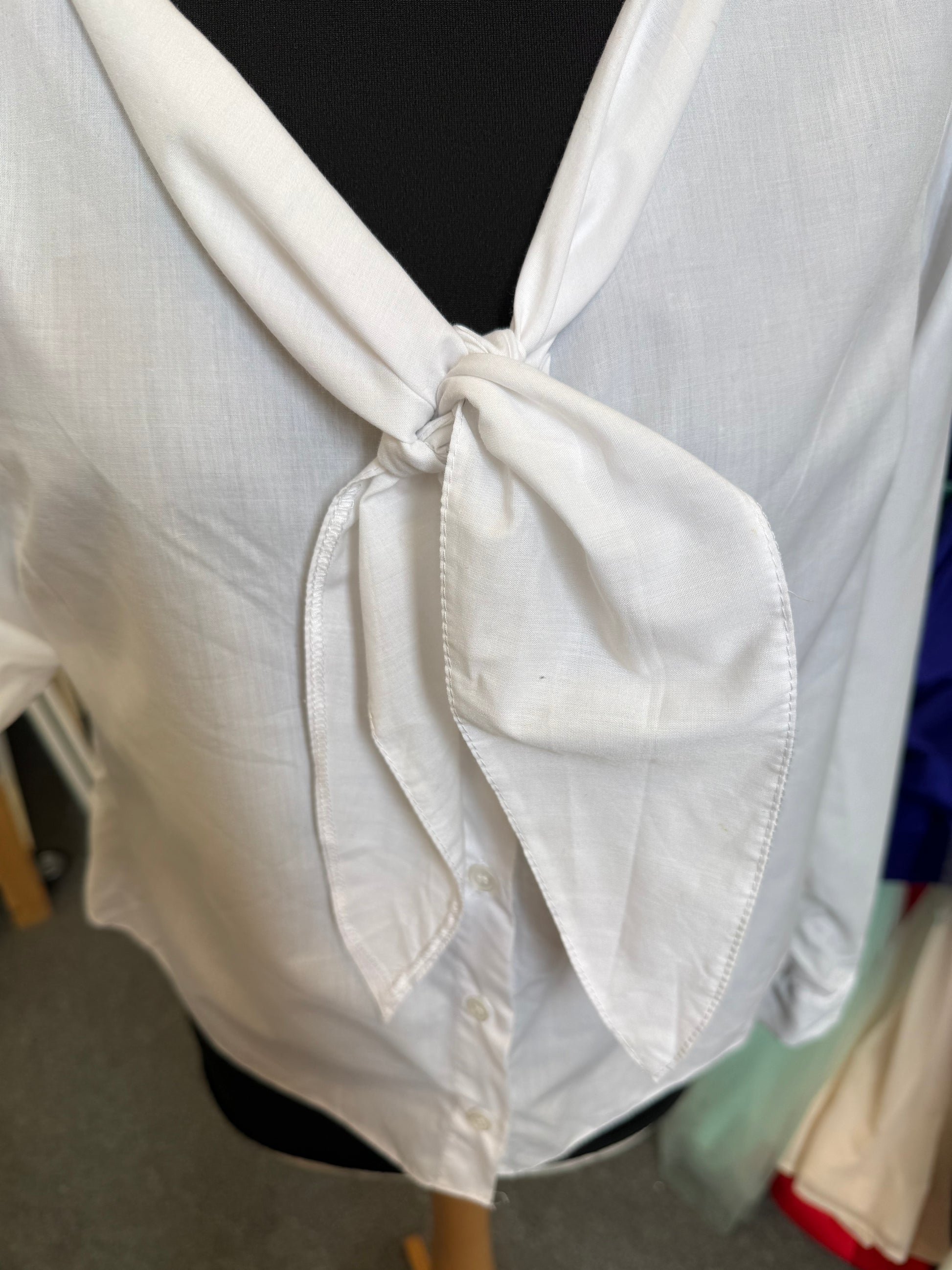 Primark white tie neck blouse