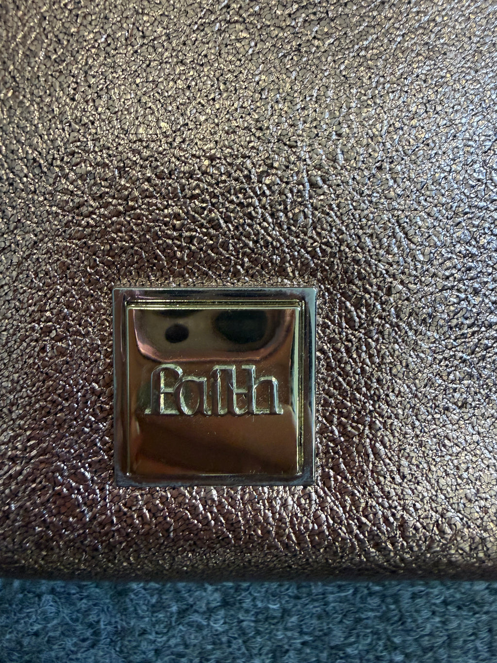 Faith rose gold metallic clutch bag