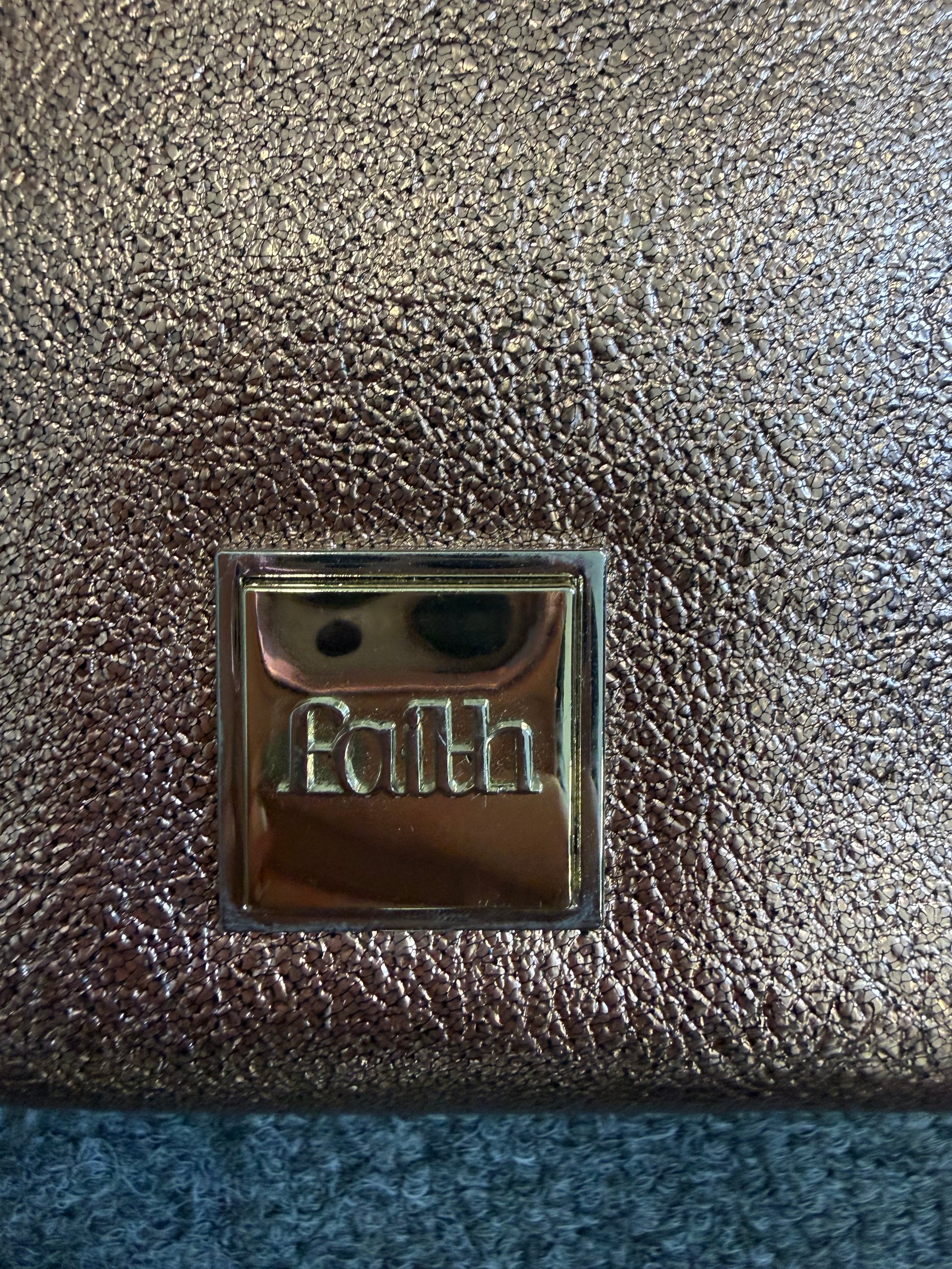 Faith rose gold metallic clutch bag