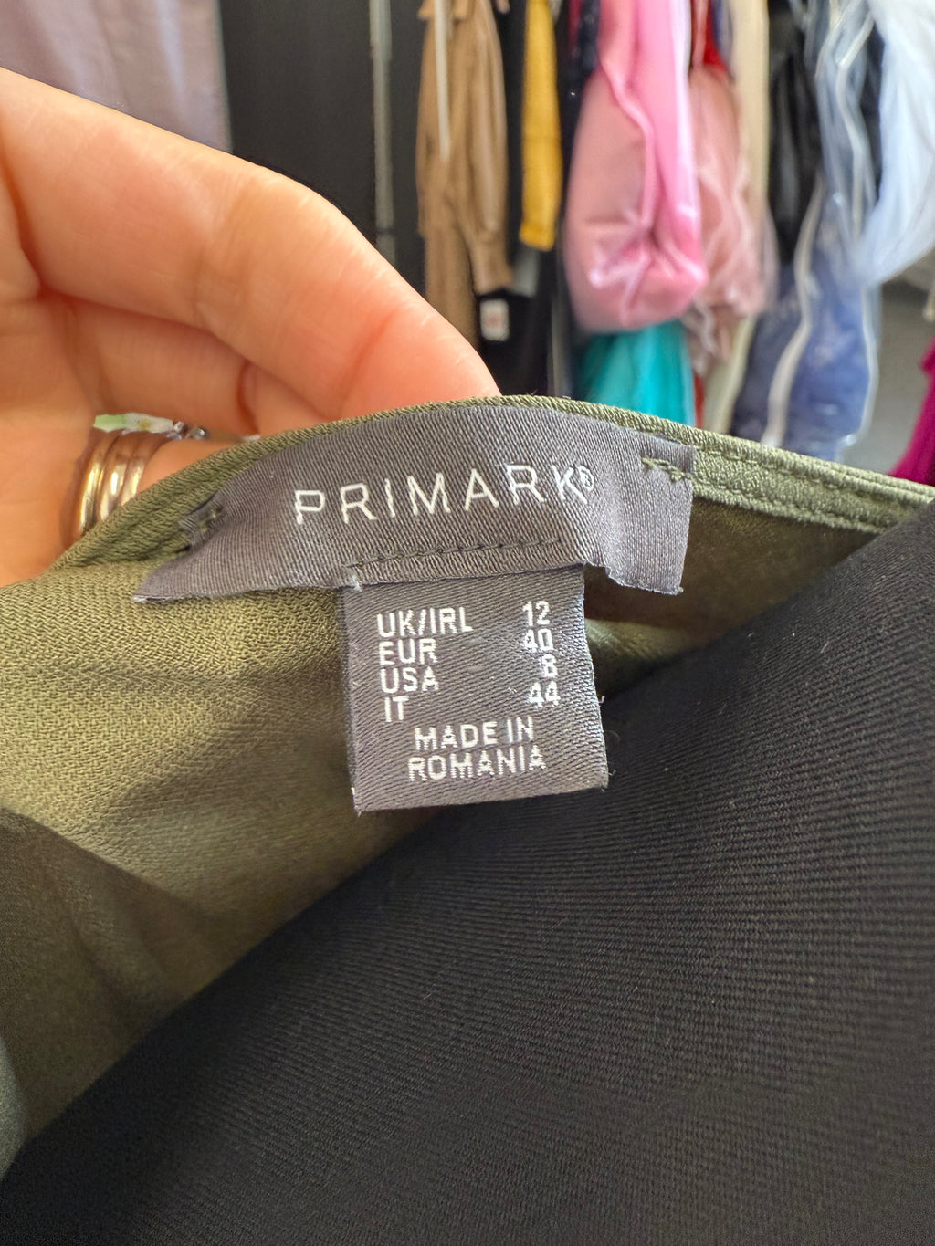 Primark khaki buttoned top with tie waist