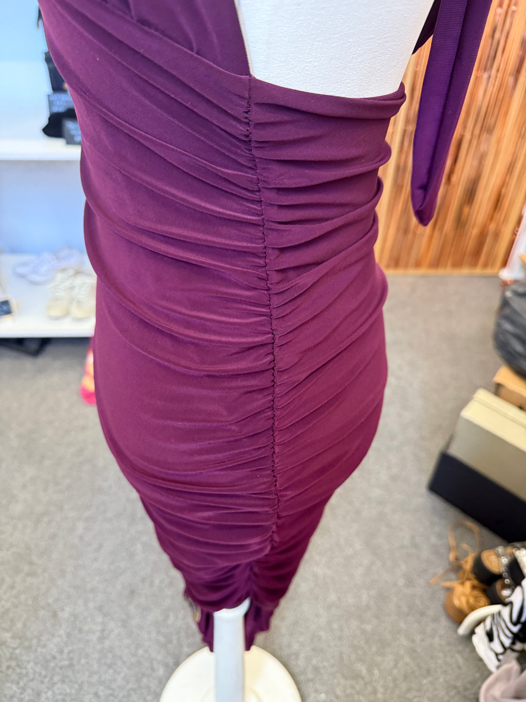 Club London halter neck rusche detail midi dress