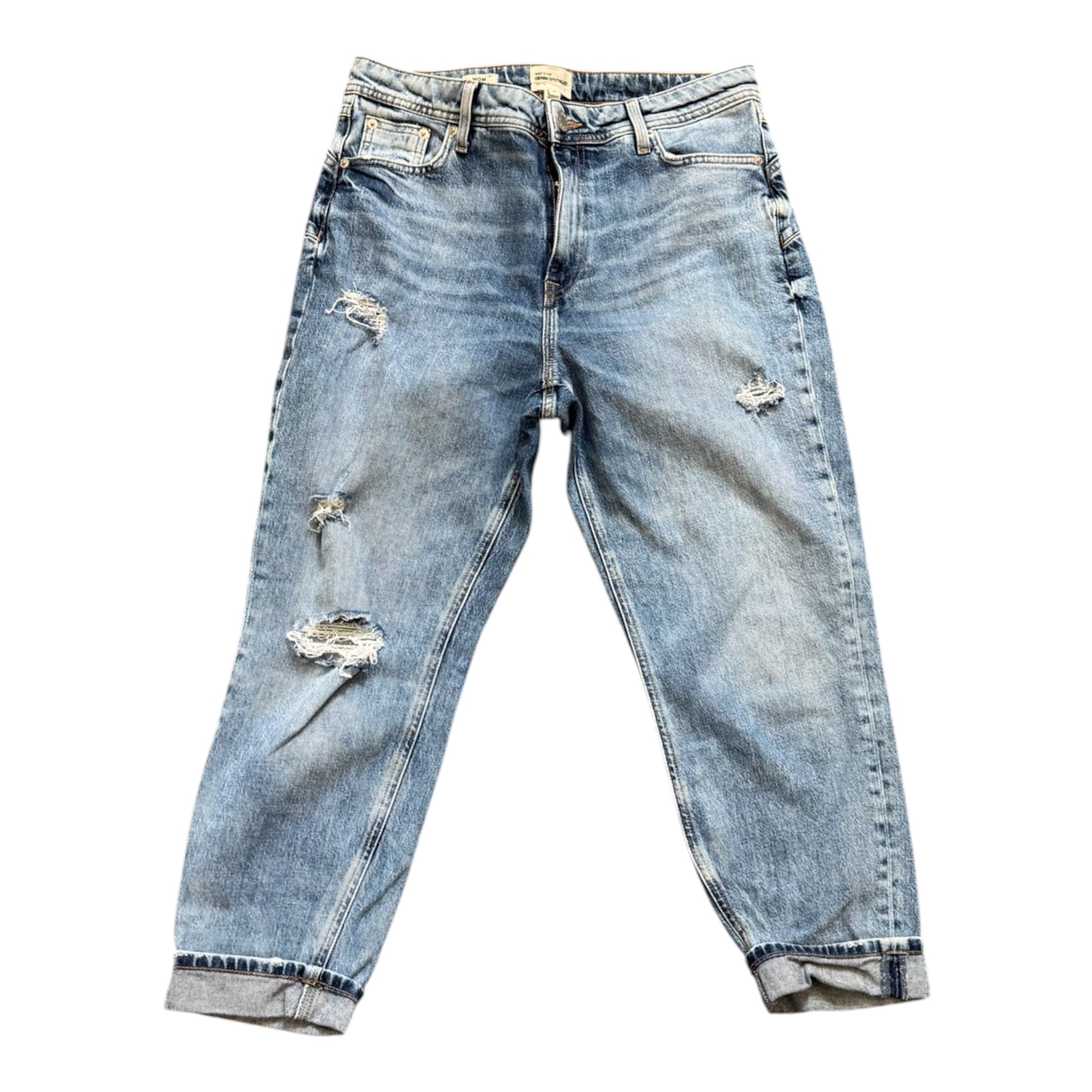River Island washed look blue rip mom jeans