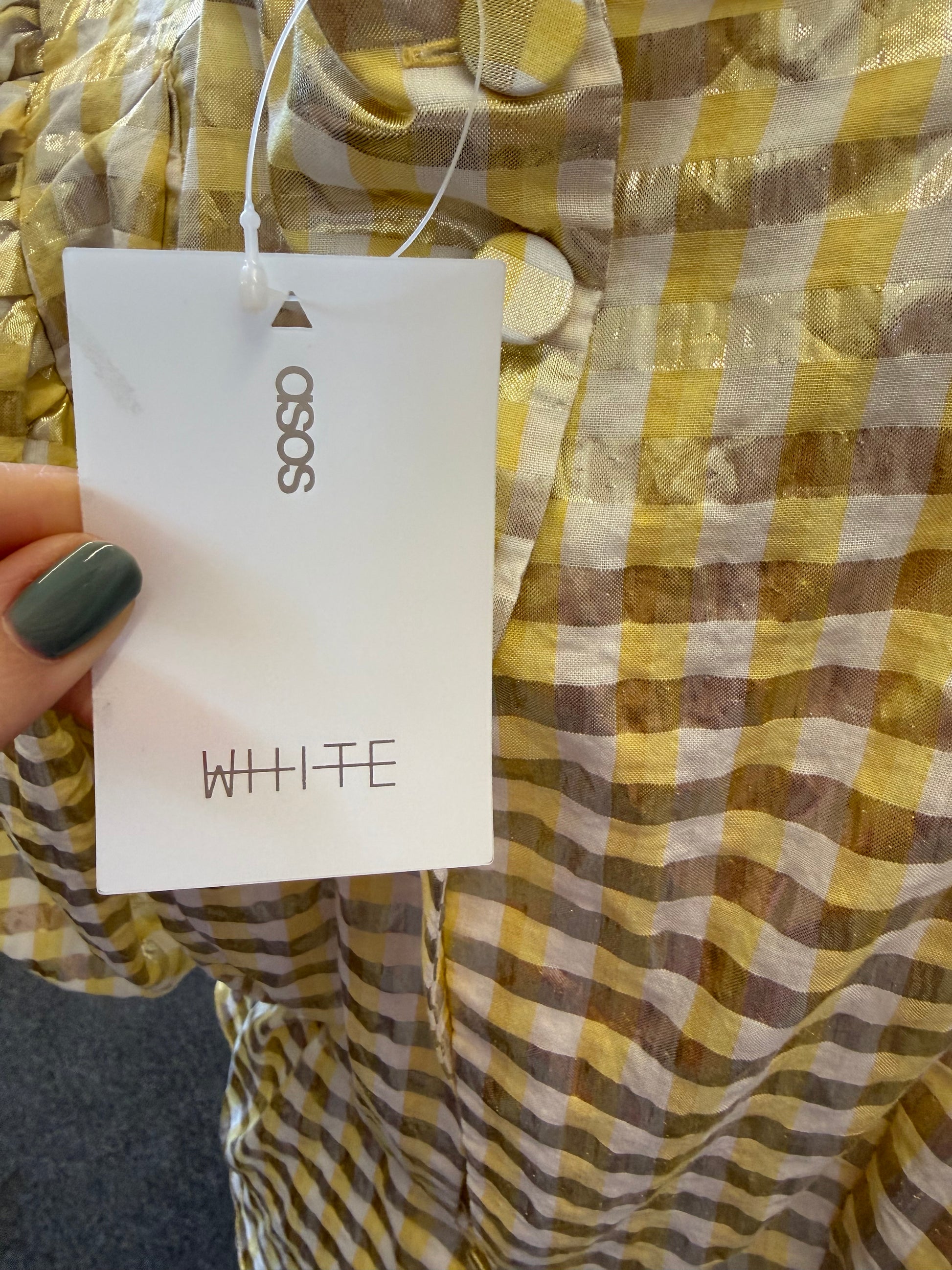 ASOS yellow and gold gingham peplum top