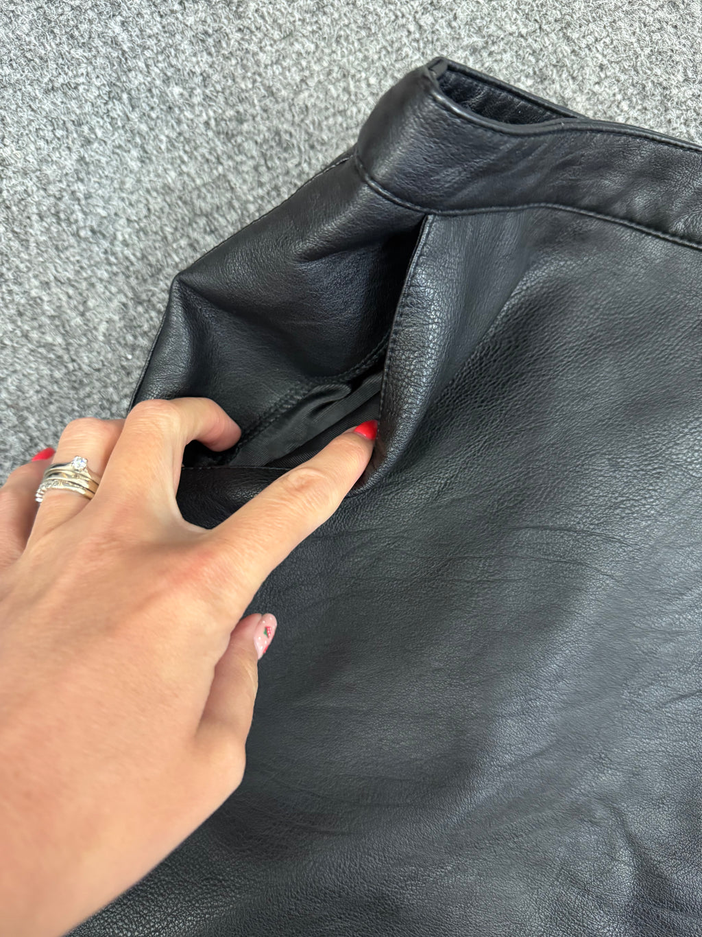 Warehouse black pleather mini skirt