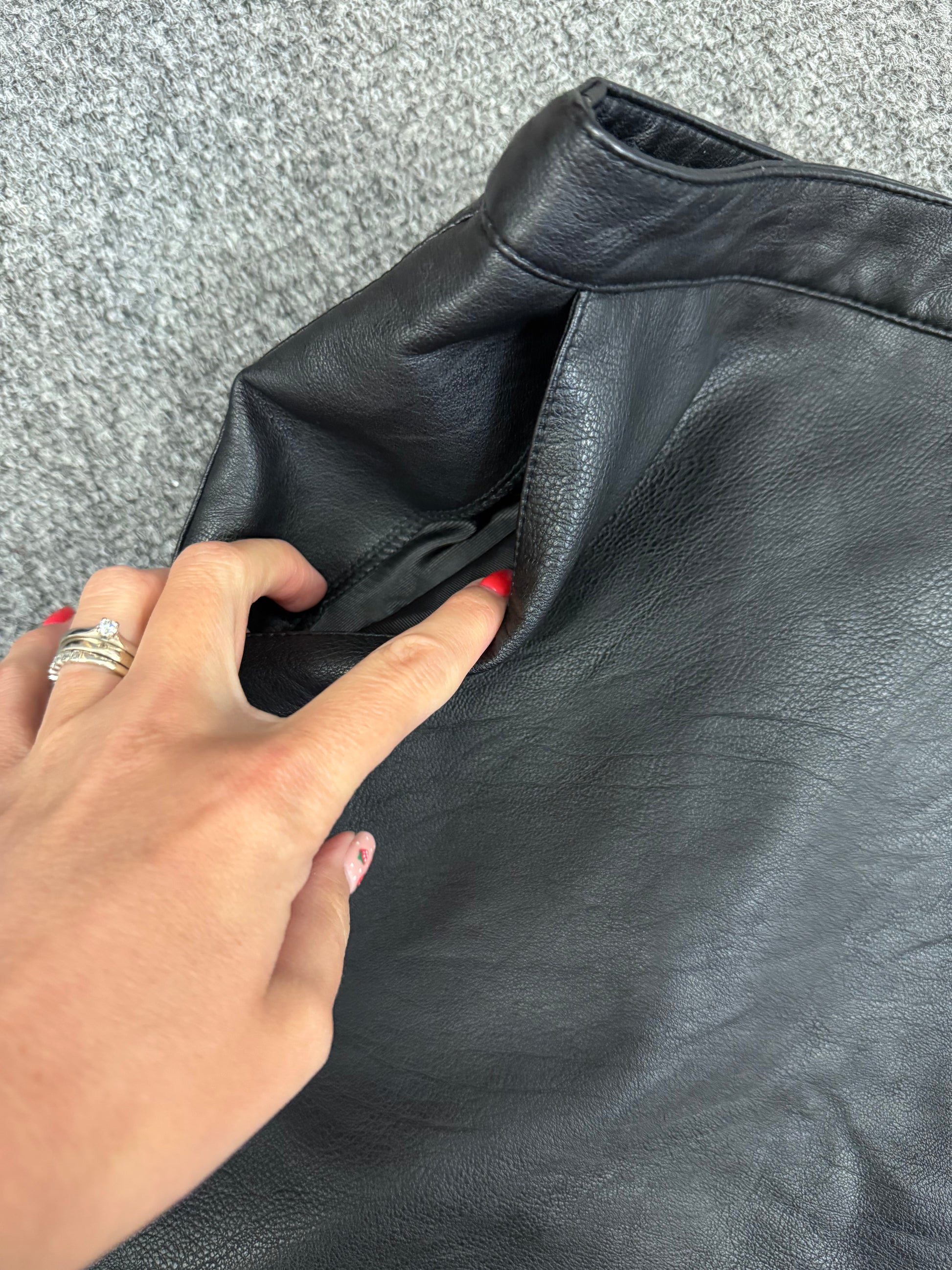 Warehouse black pleather mini skirt