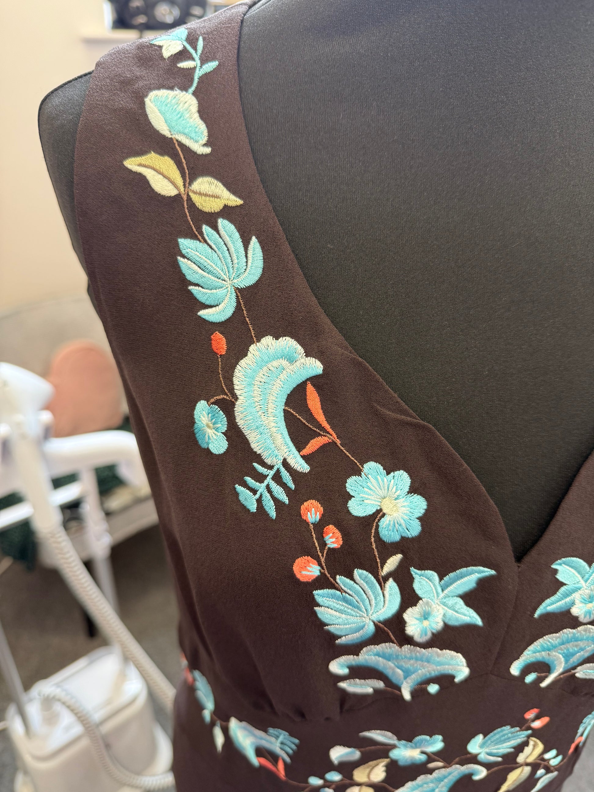 Kaliko embroidered occasion dress with matching scarf