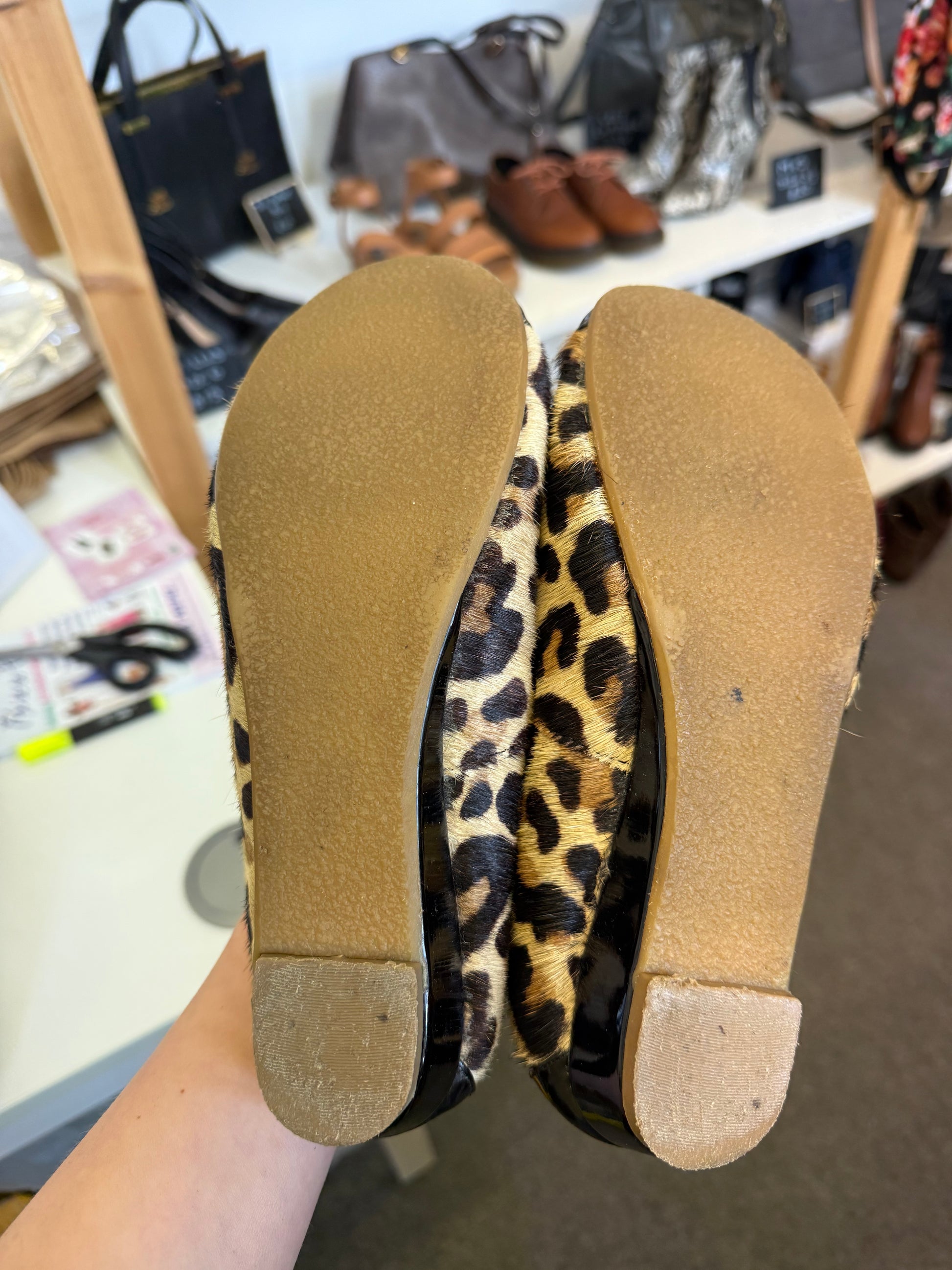 Lunar animal print faux fur bow detail ballet pumps