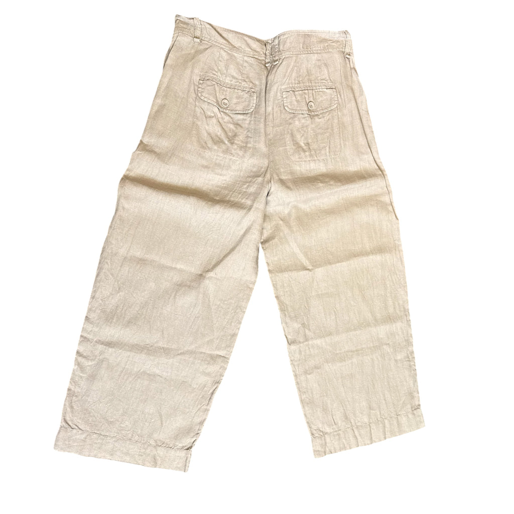 M&S light brown linen wide leg trousers