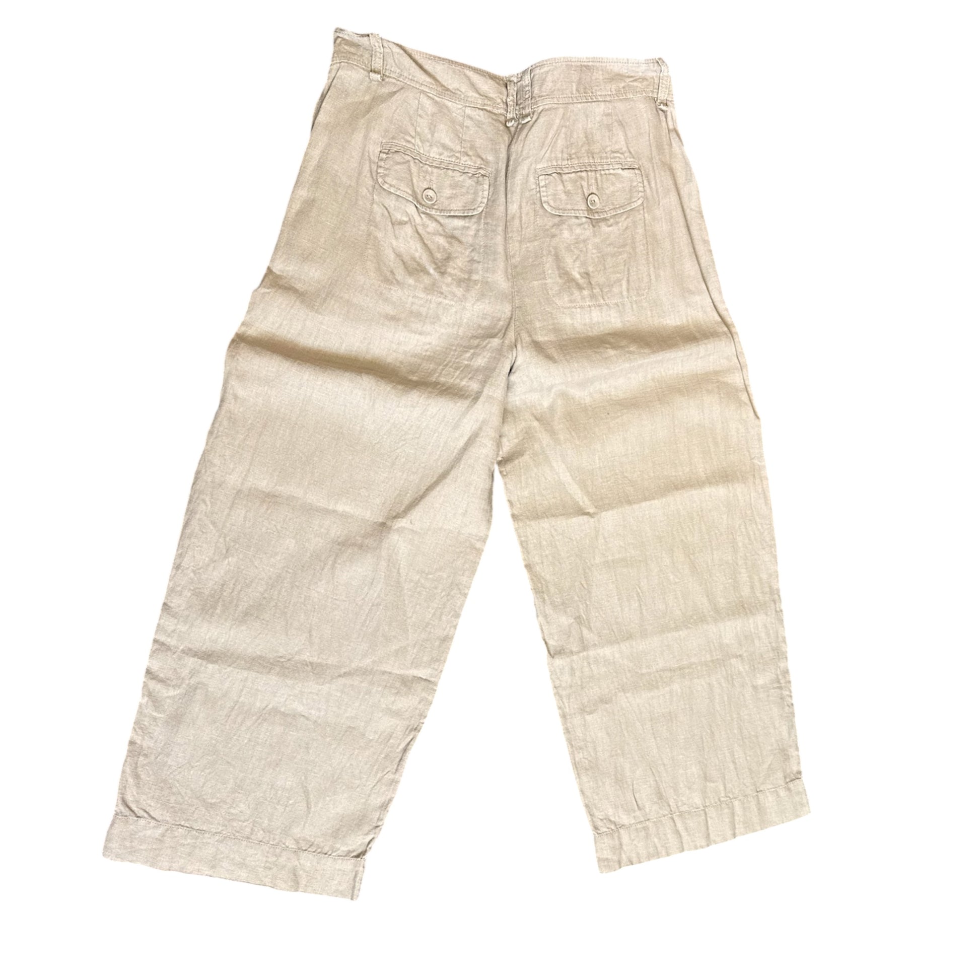 M&S light brown linen wide leg trousers