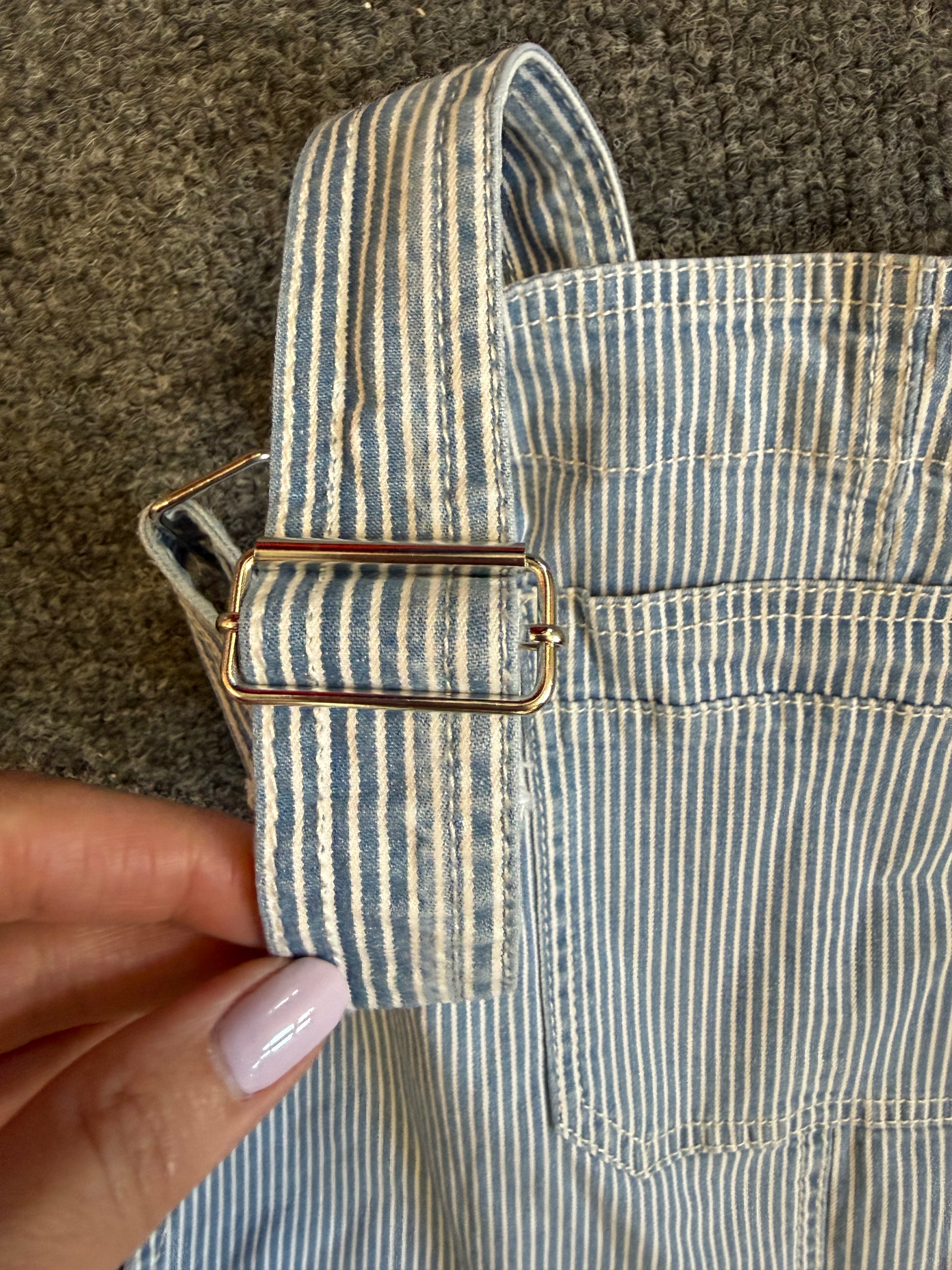Denim stripe denim shorts dungarees