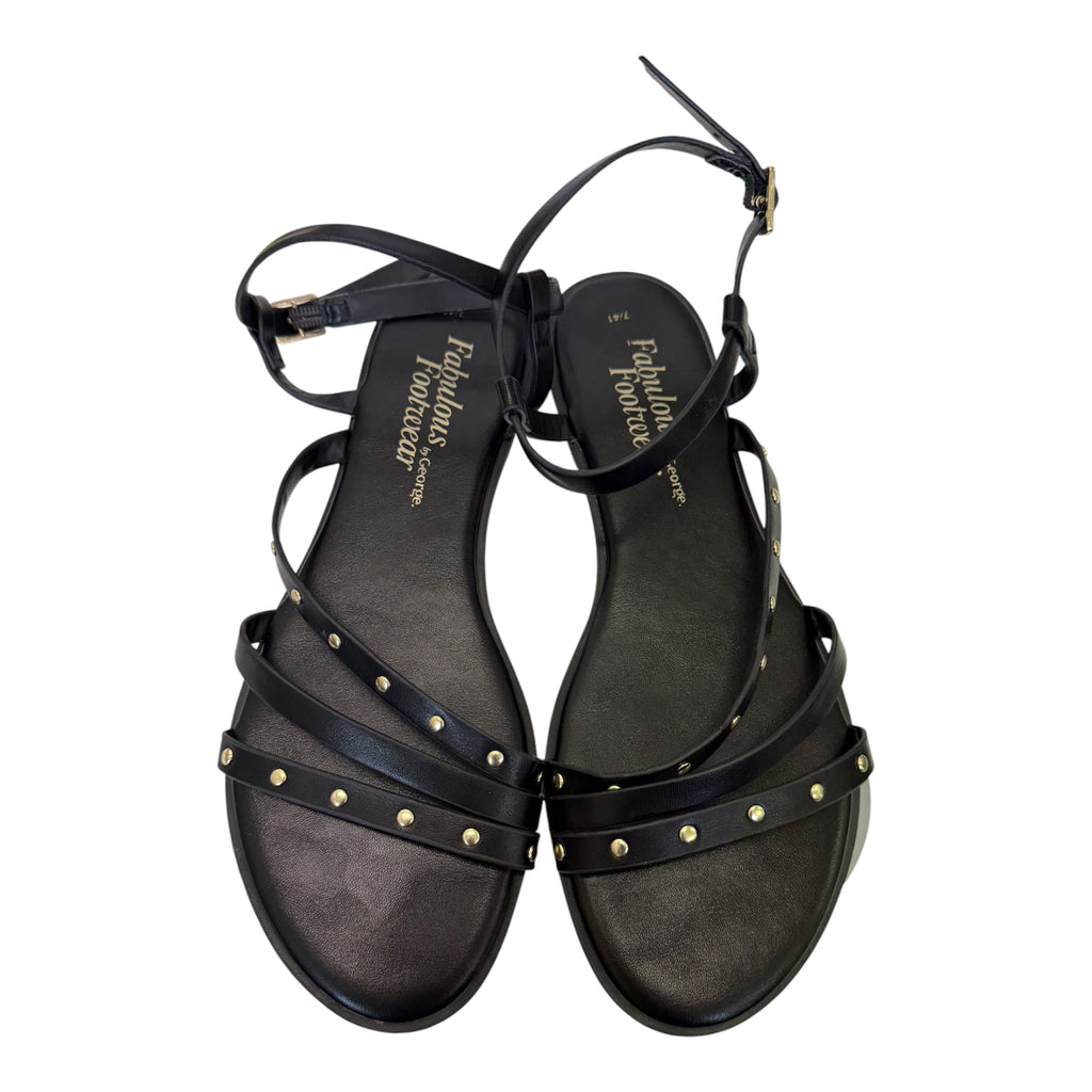 George black stud detail strappy sandals