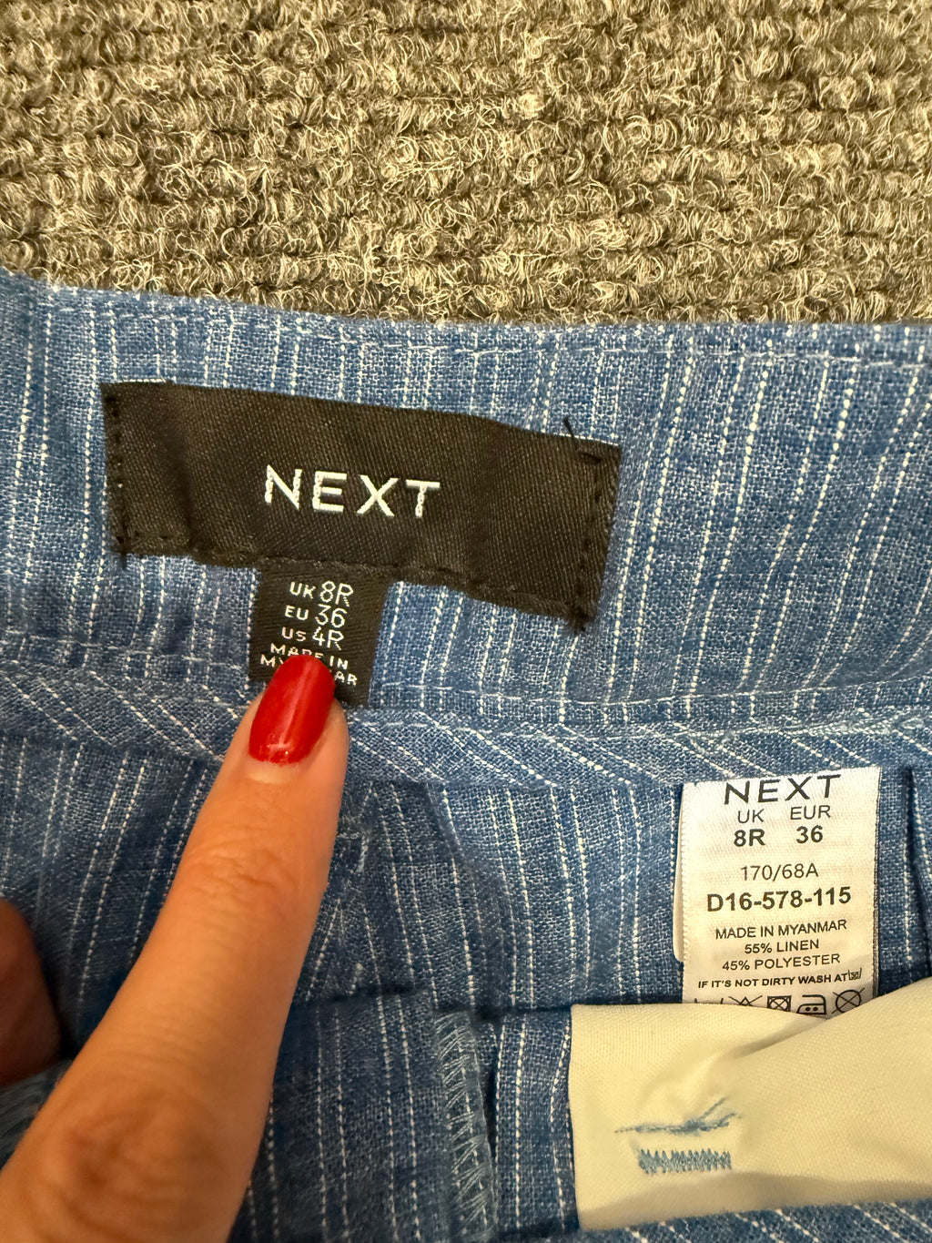 Next high waist belted wide leg stripe trousers