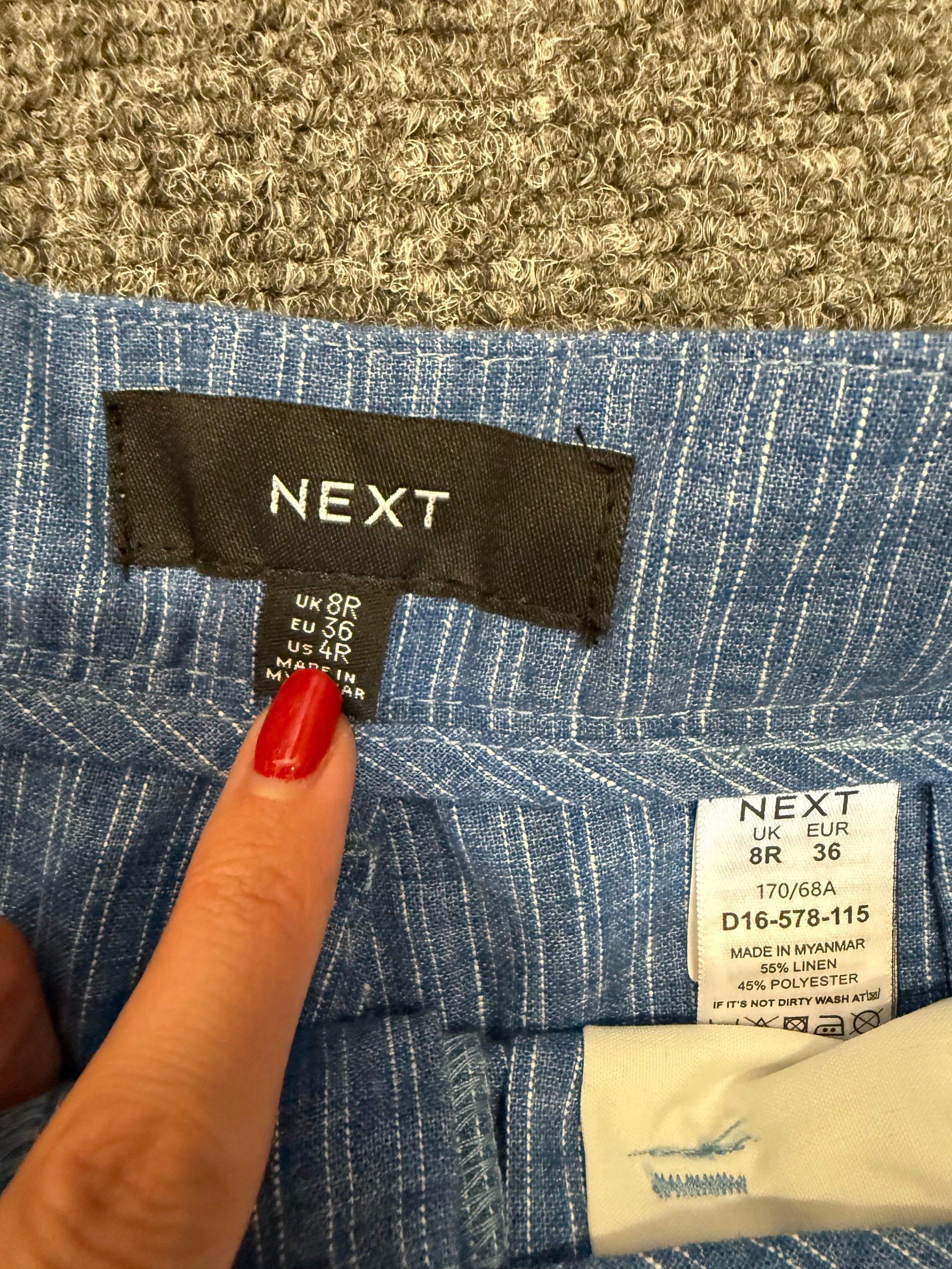 Next high waist belted wide leg stripe trousers