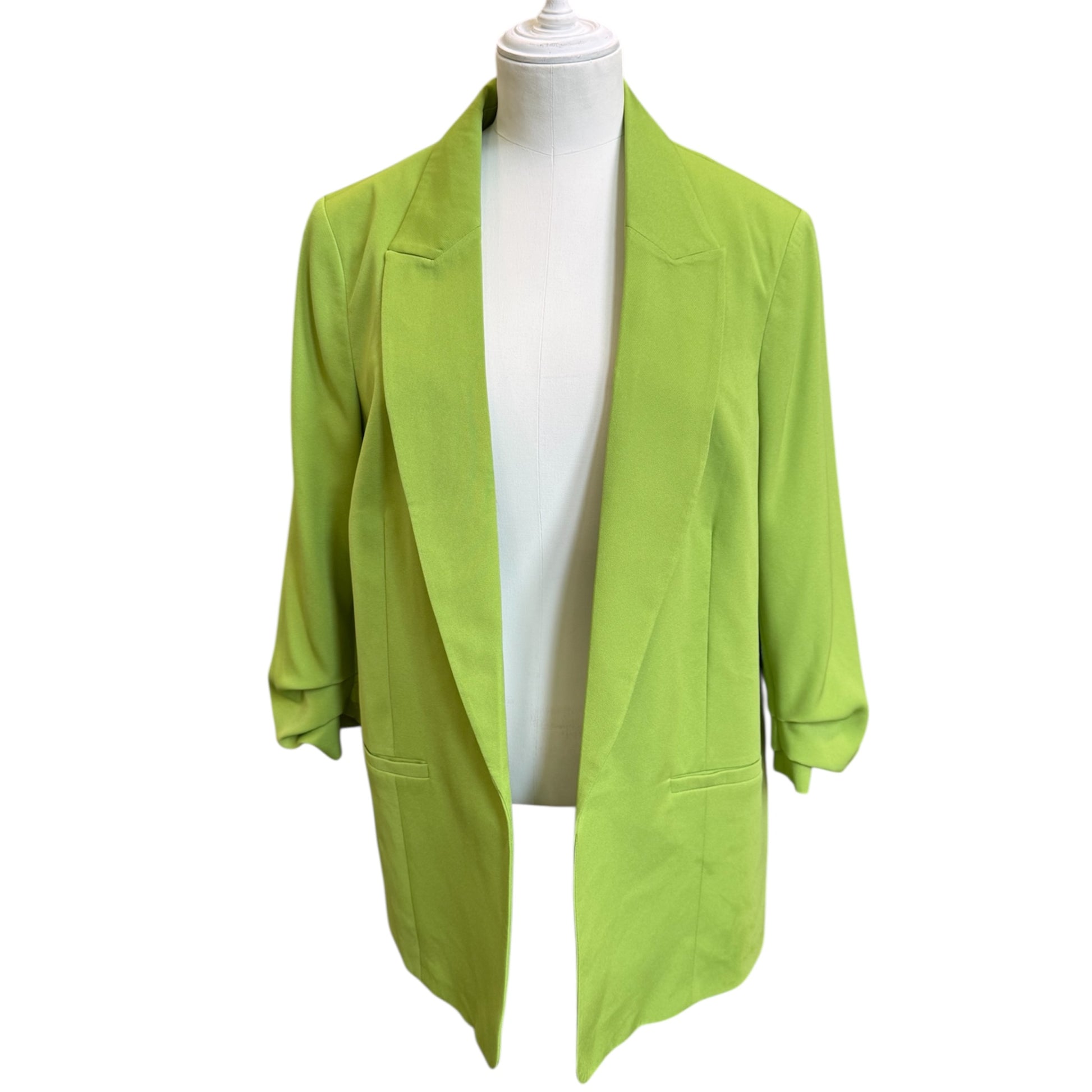 New Look lime green rusche sleeve blazer