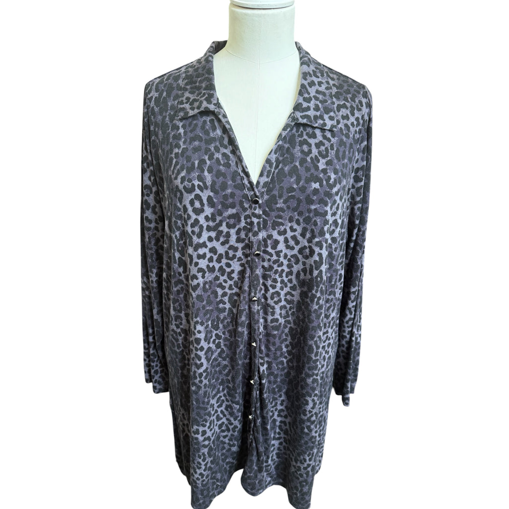 Yours animal print long sleeve button mini dress