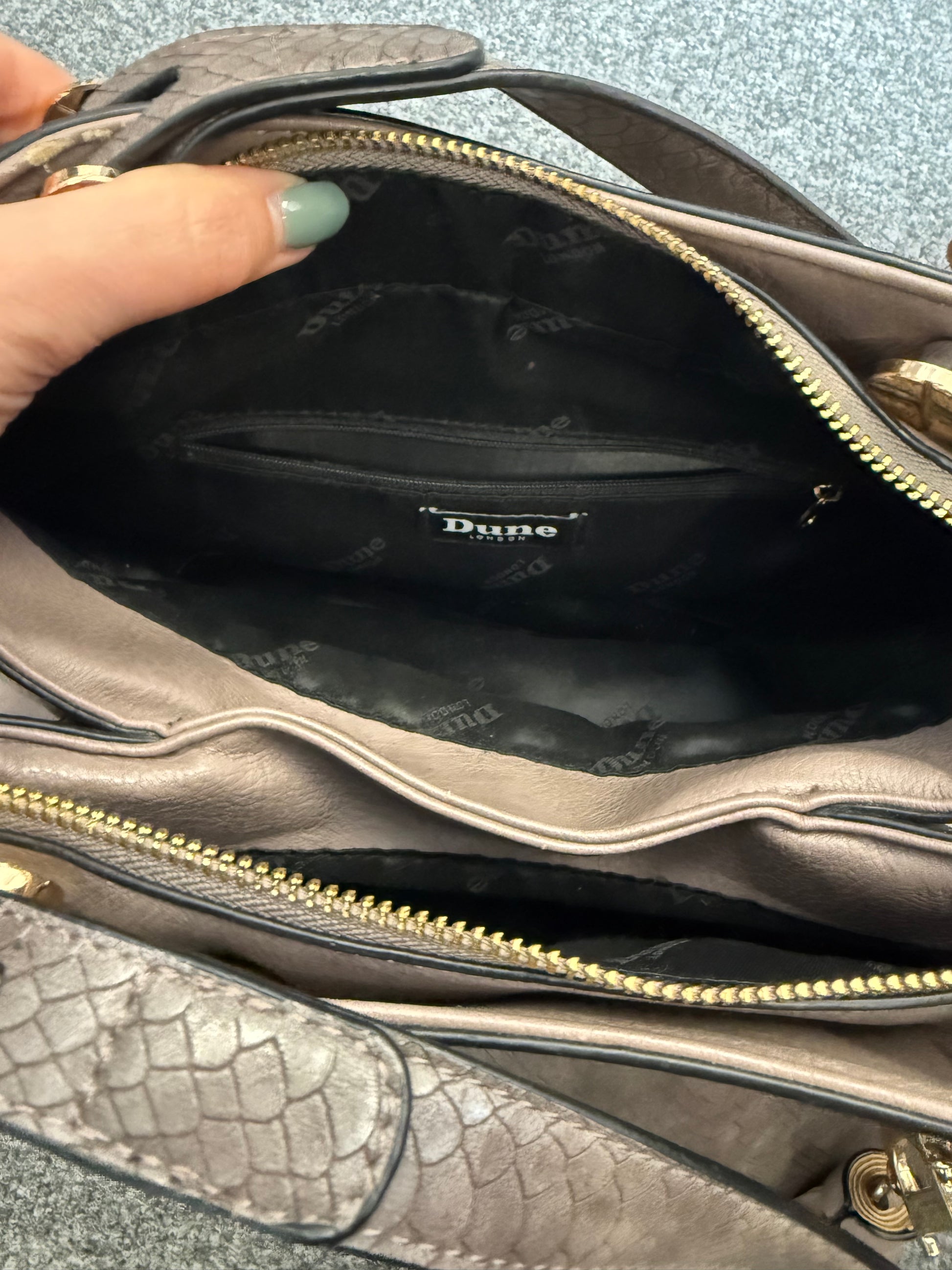 Dune snakeskin handbag