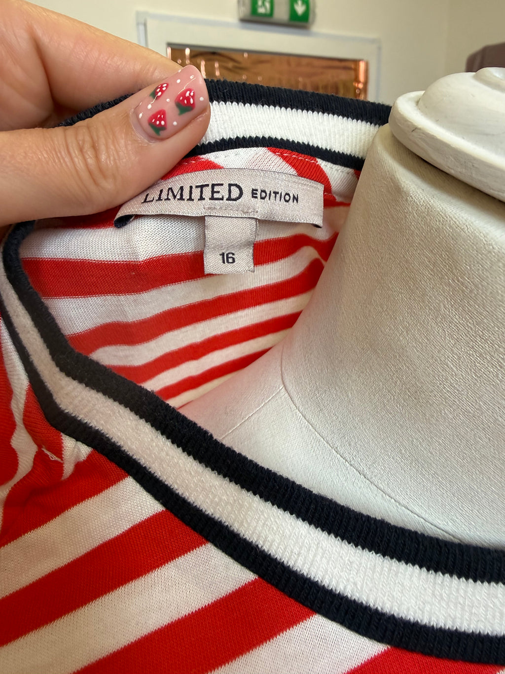 M&S queen red stripe tee