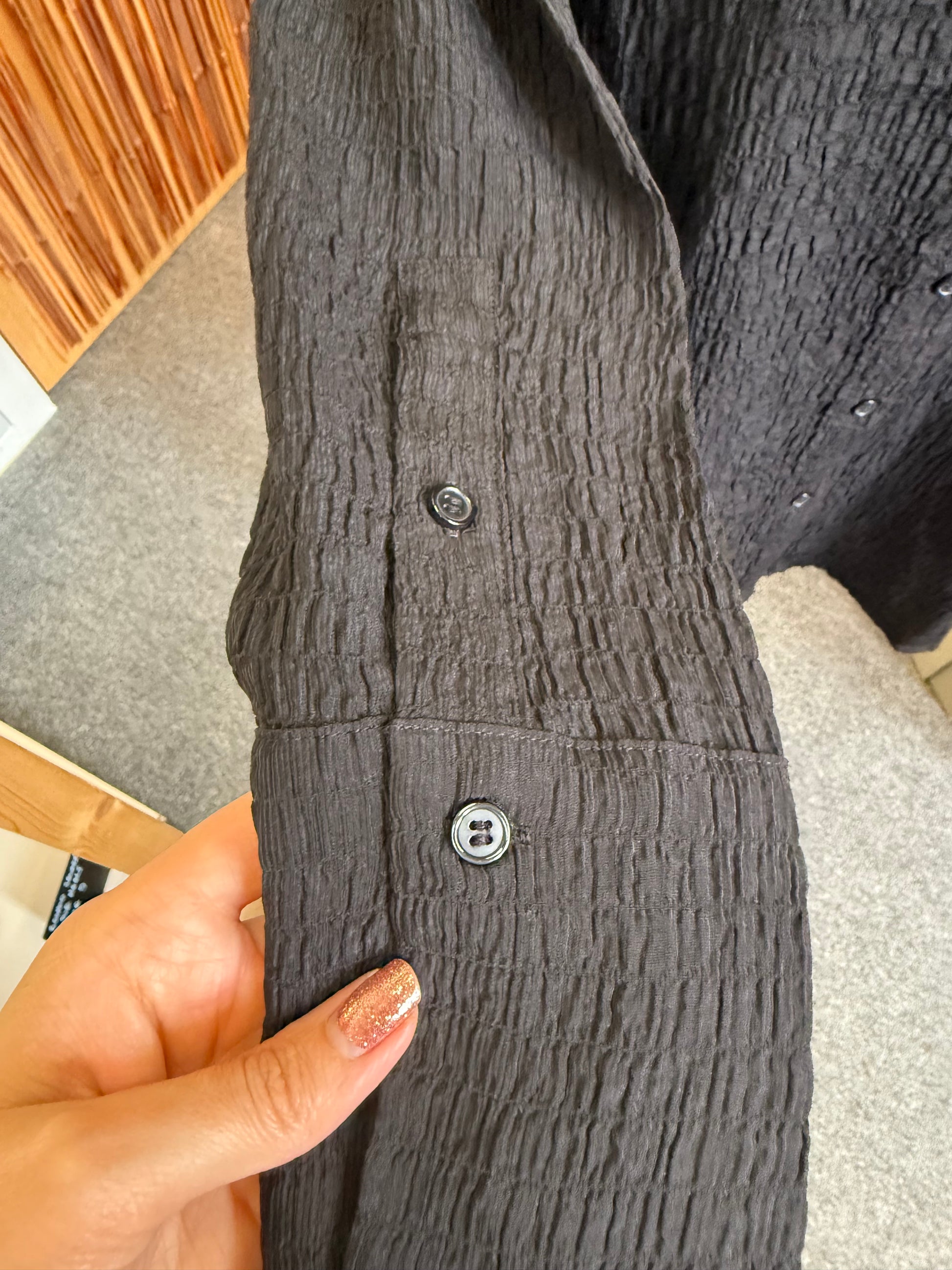 Bershka black crinkle oversize blouse