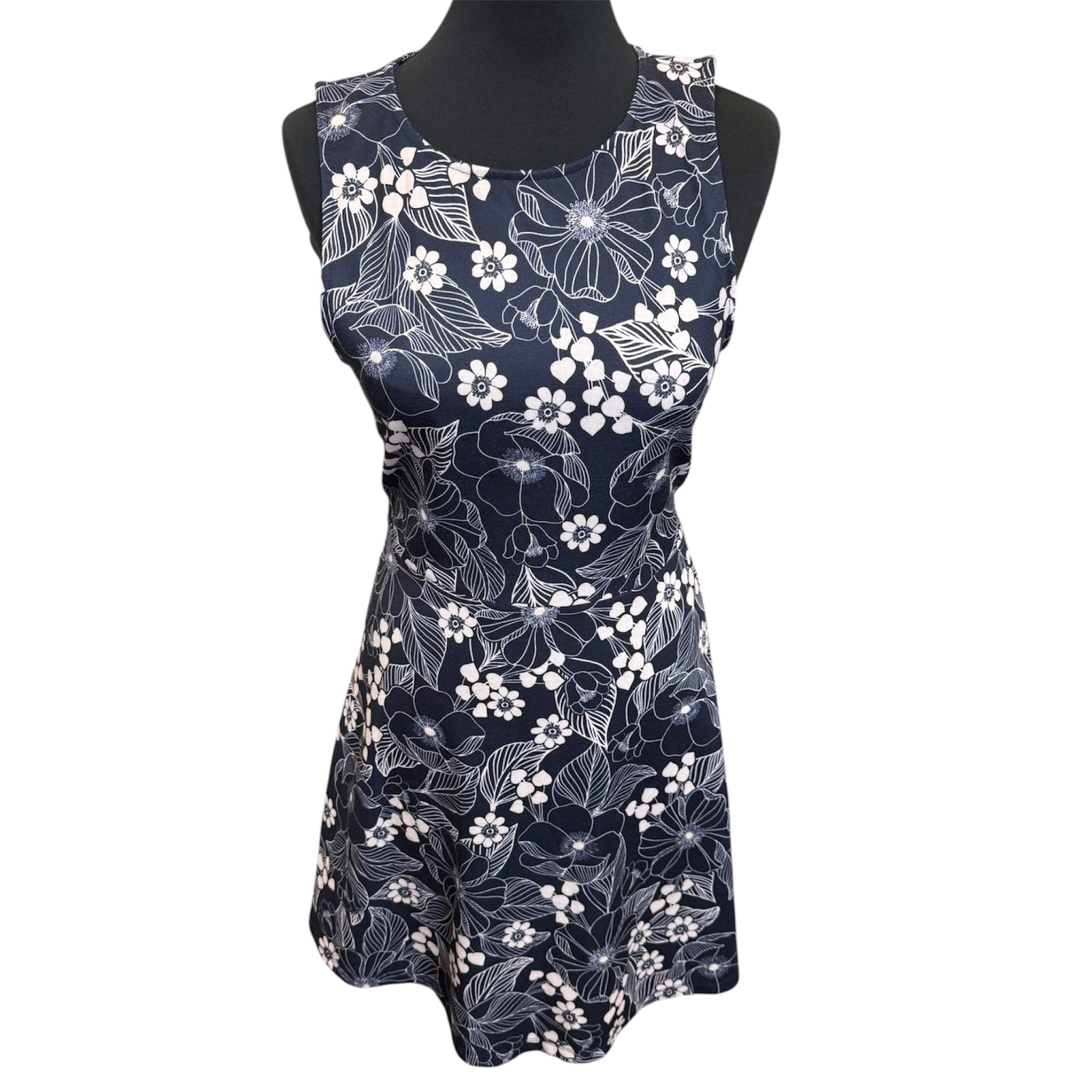 New Look navy and white floral skater dress