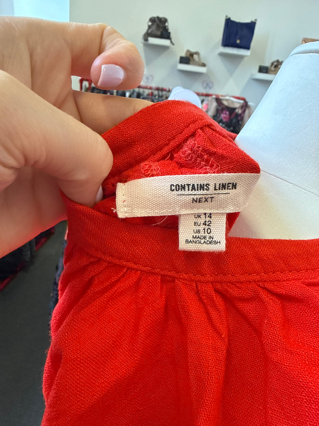 Next red linen blend mini dress