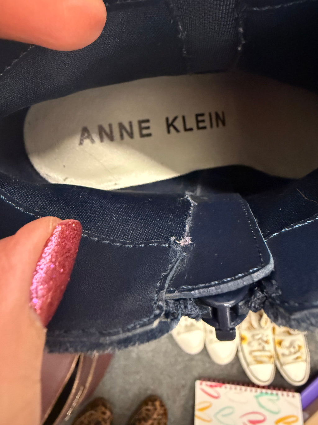 Anne Klein blue suede ankle boots