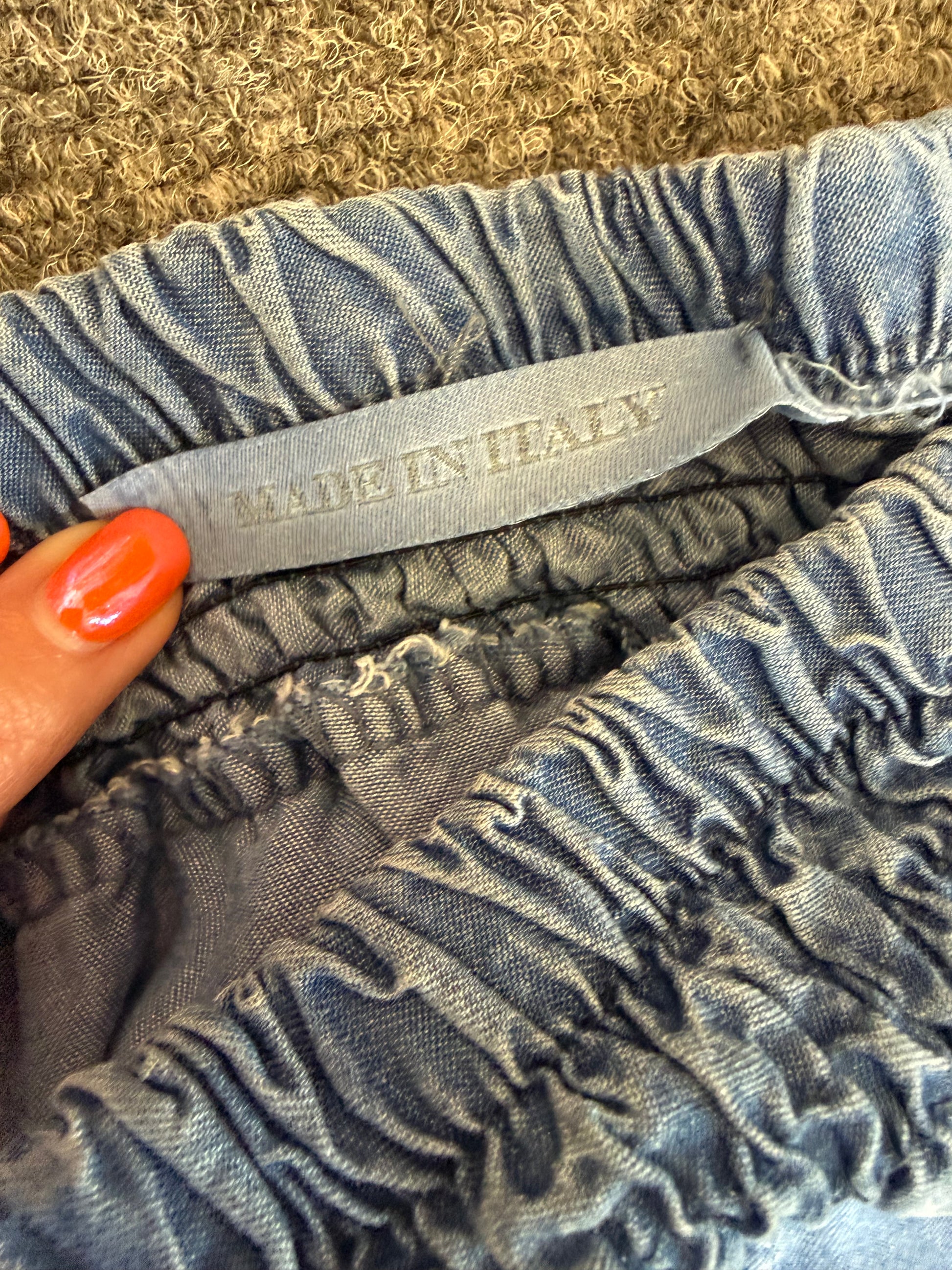 Made in Italy denim style wide leg trousers