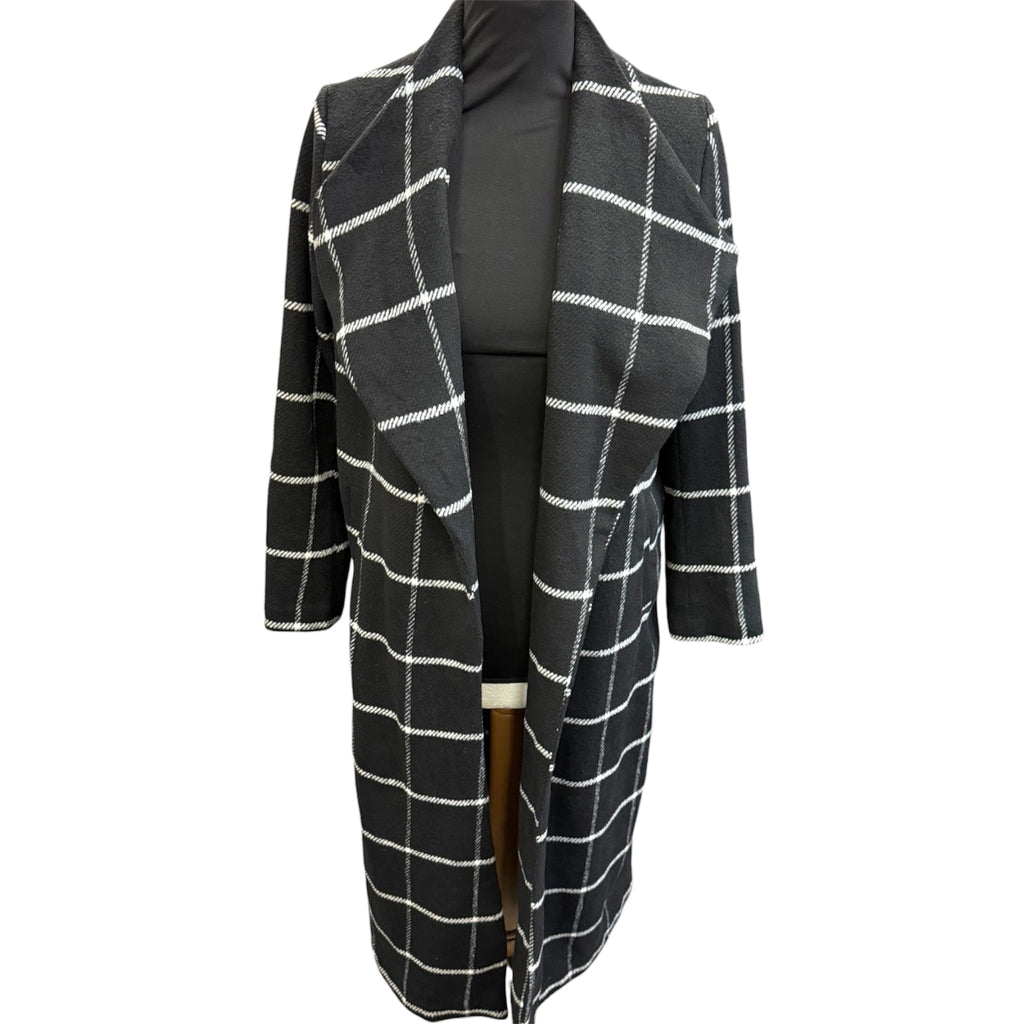Black and white check lightweight coat