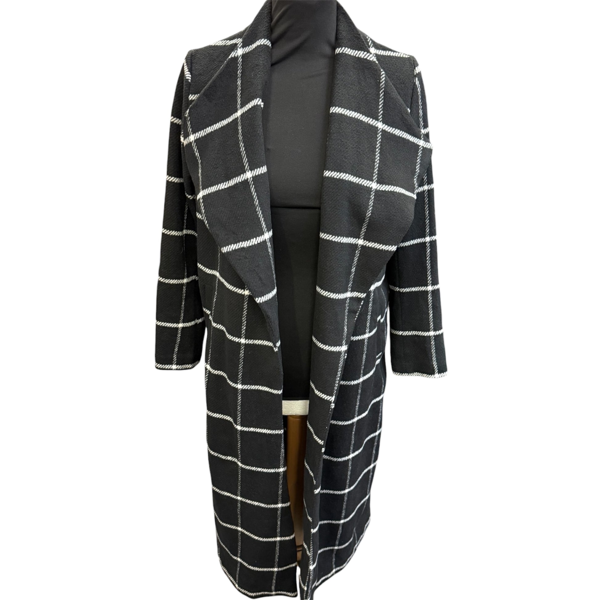Black and white check lightweight coat