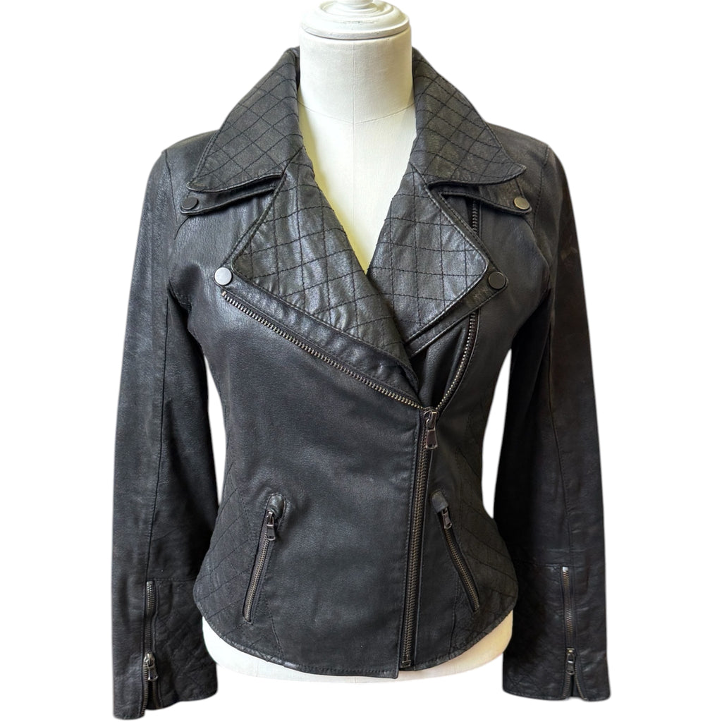 Barneys Originals black leather biker jacket