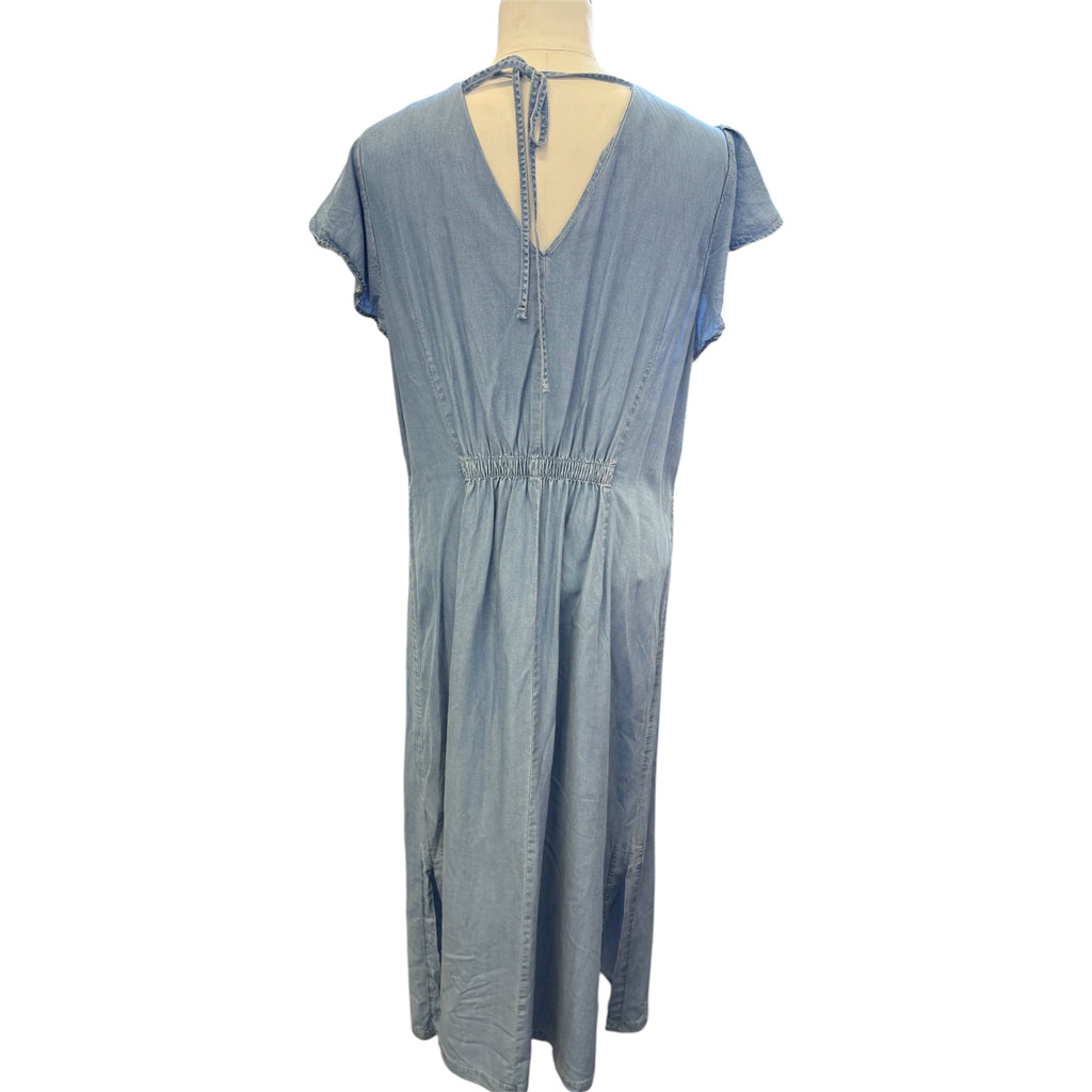Next denim style buttoned short sleeve tie back dress
