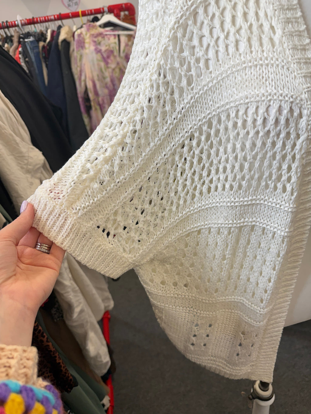 Cream crochet oversize cardigan