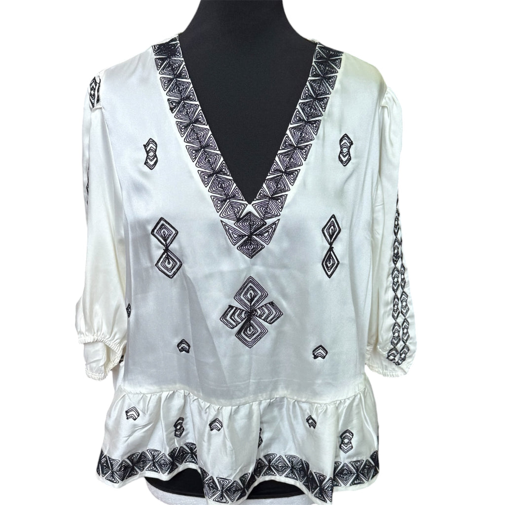 M&S embroidered detail peplum top