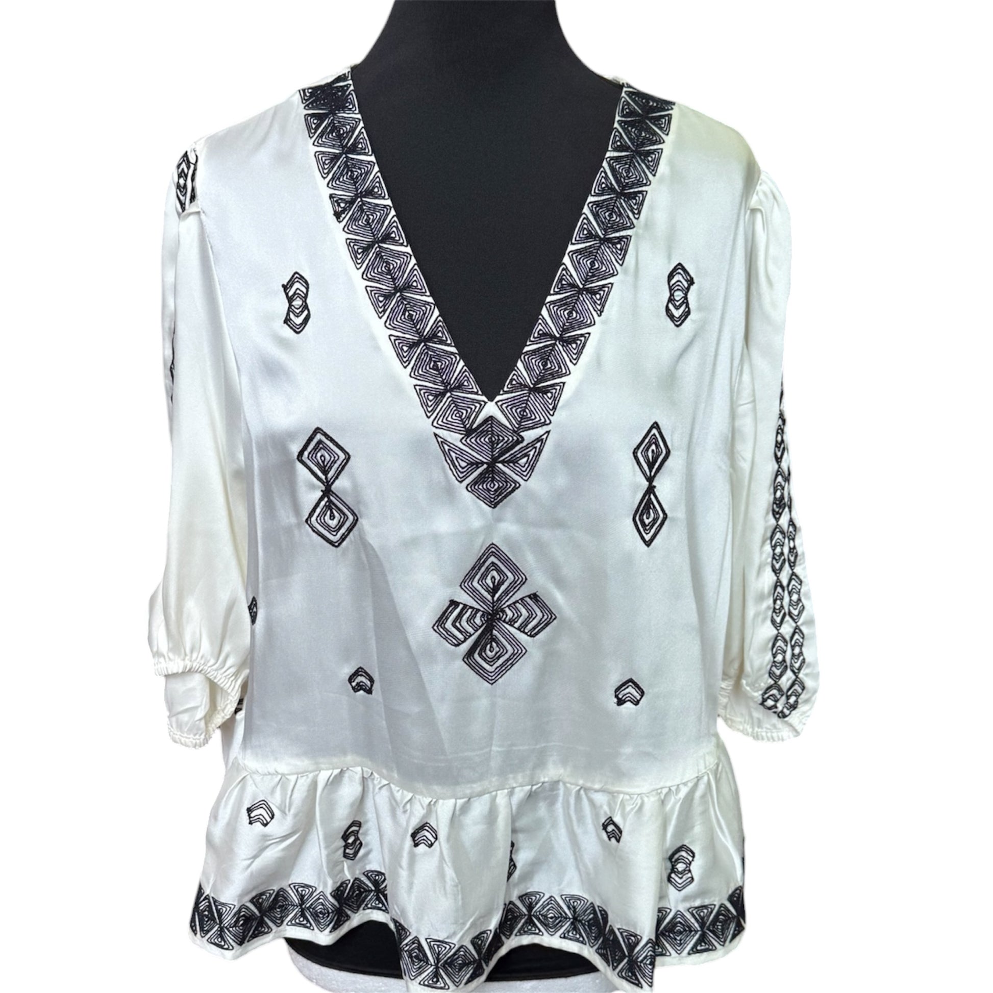 M&S embroidered detail peplum top