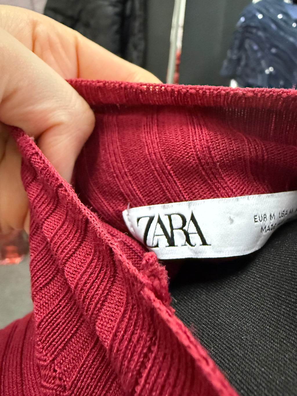 Zara burgundy ribbed jumper