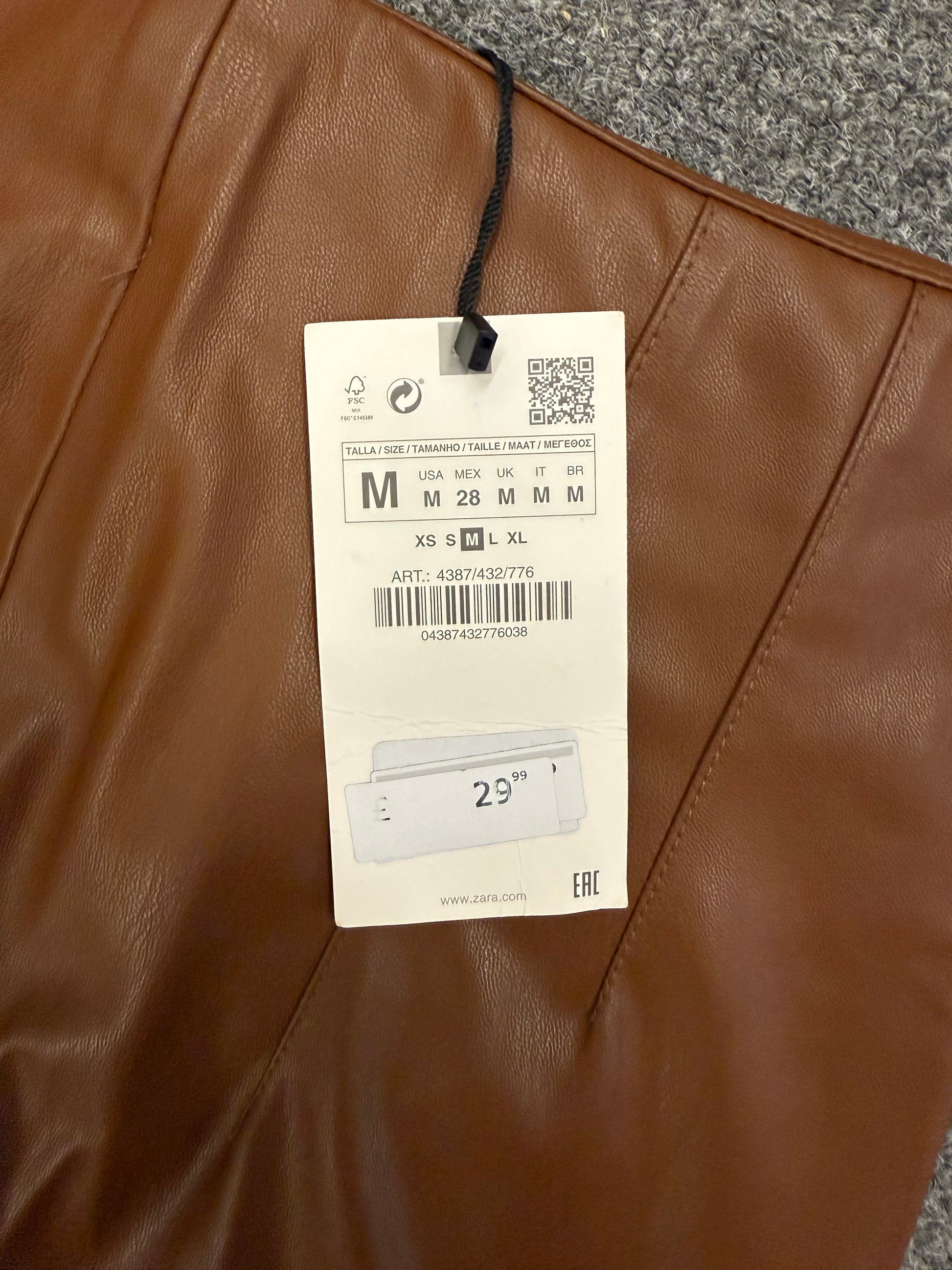 Zara brown high waist pleather trousers
