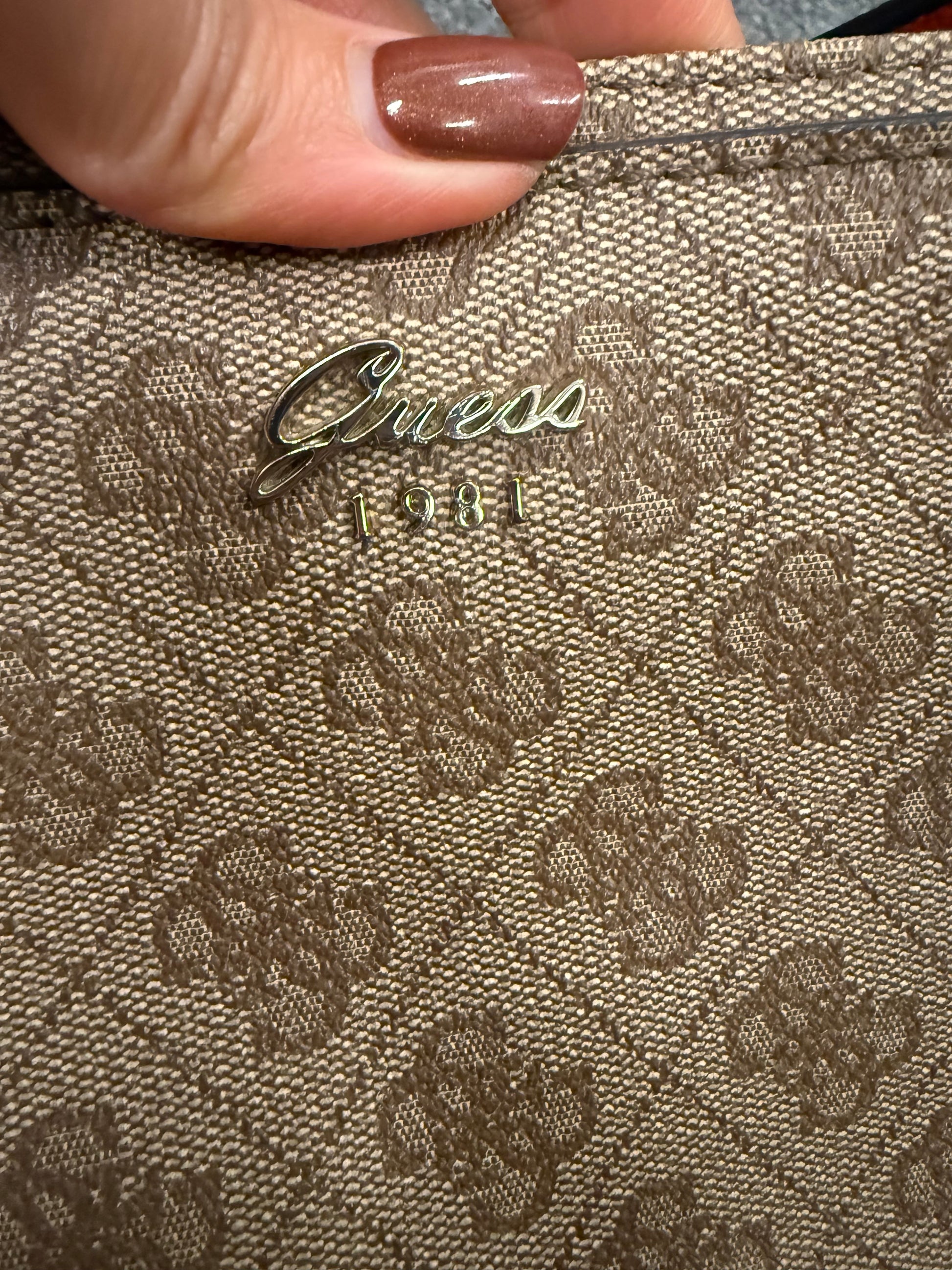 Guess brown and orange hand and shoulder bag
