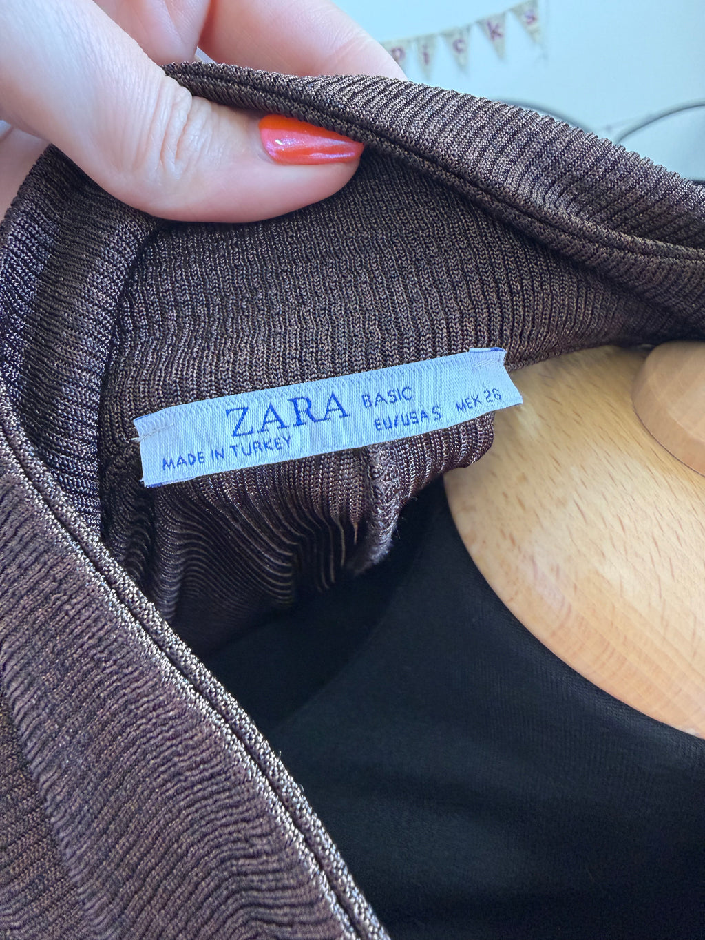 Zara oversize brown rib top