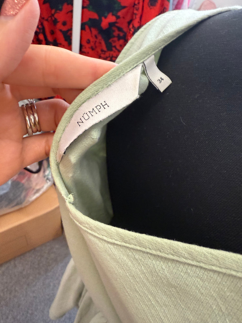 Numph pale green wrap effect dress