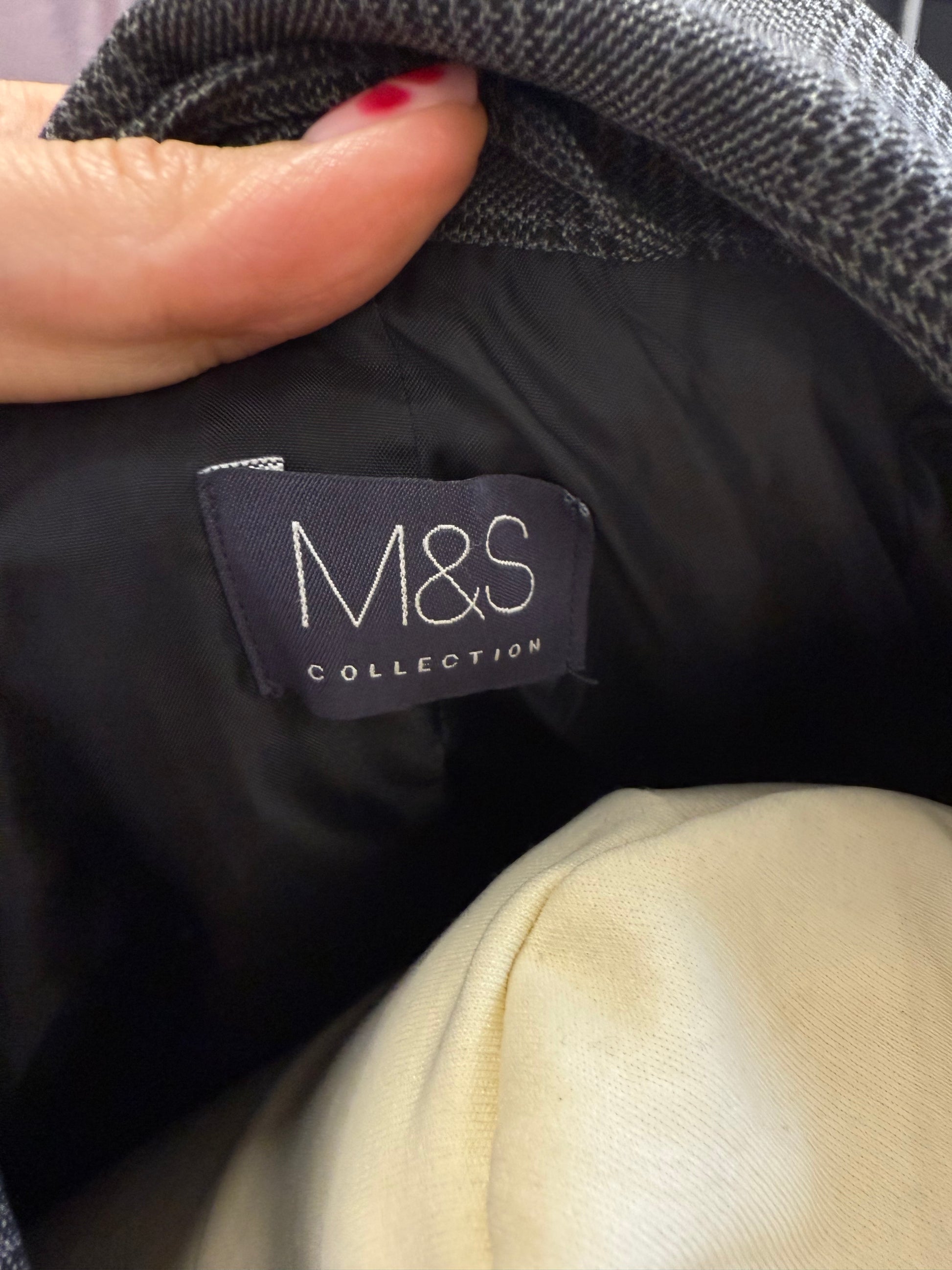 M&S grey check fitted blazer