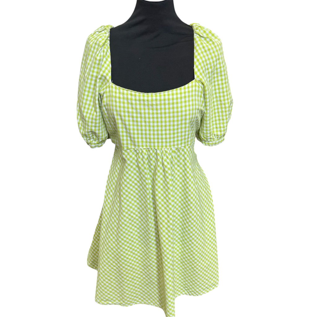 Primark pouffe sleeve gingham mini dress