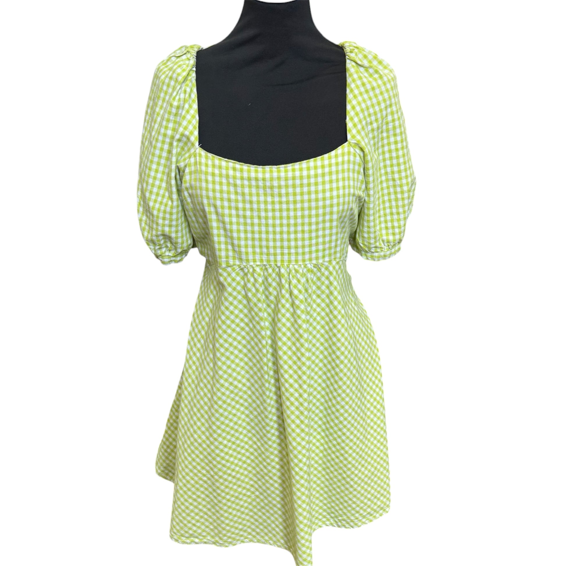 Primark pouffe sleeve gingham mini dress
