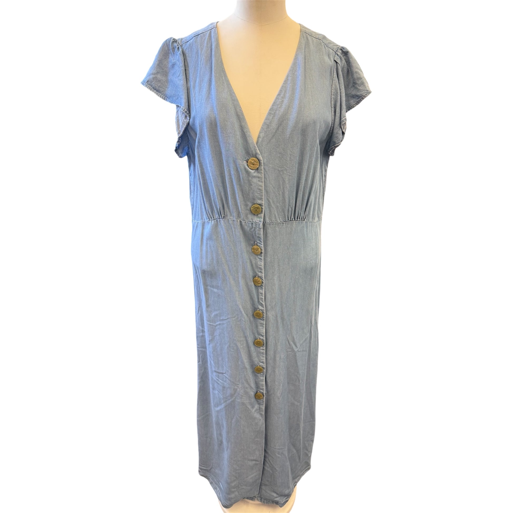 Next denim style buttoned short sleeve tie back dress