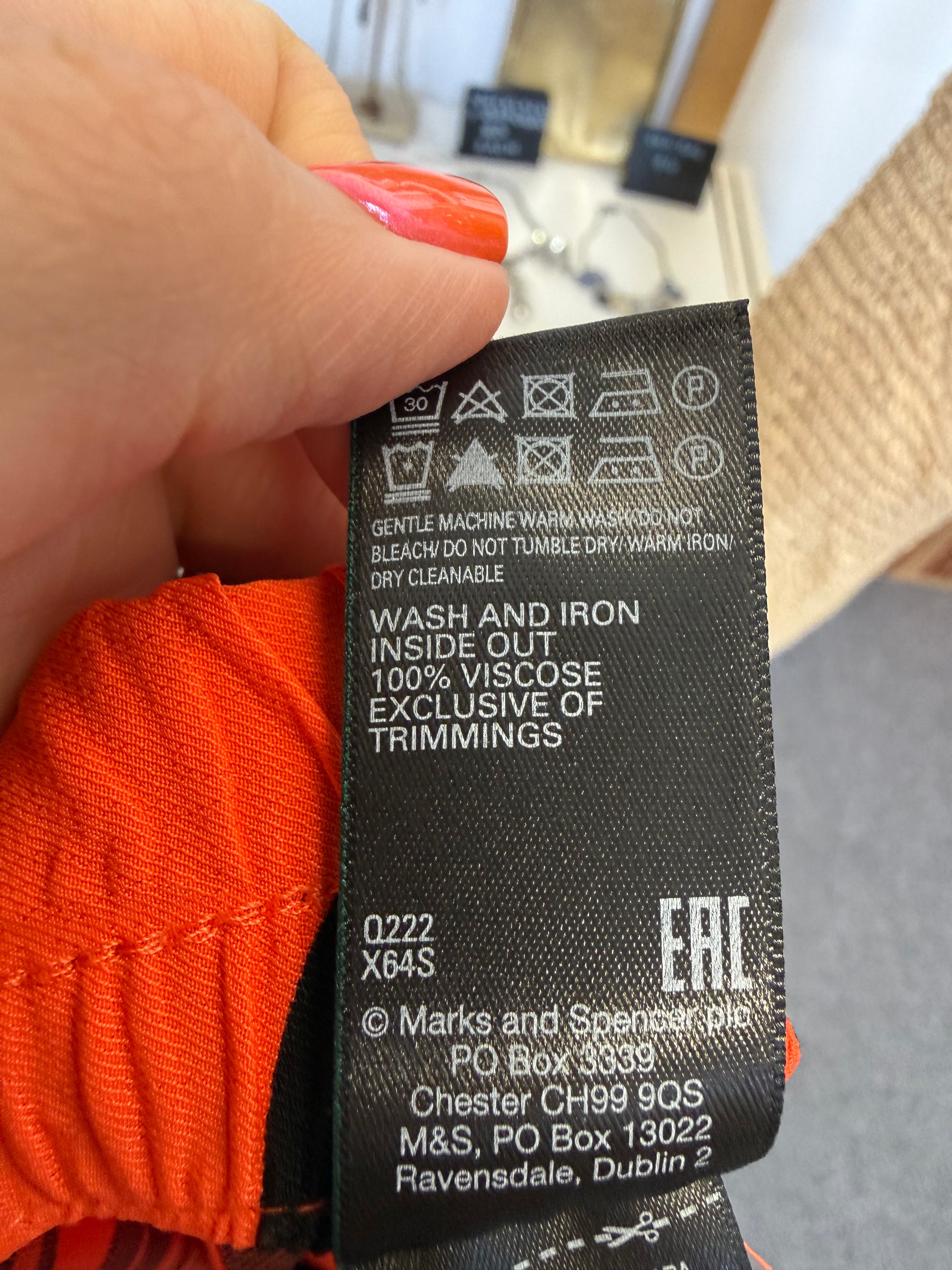 M&S red and black pattern wide leg trousers