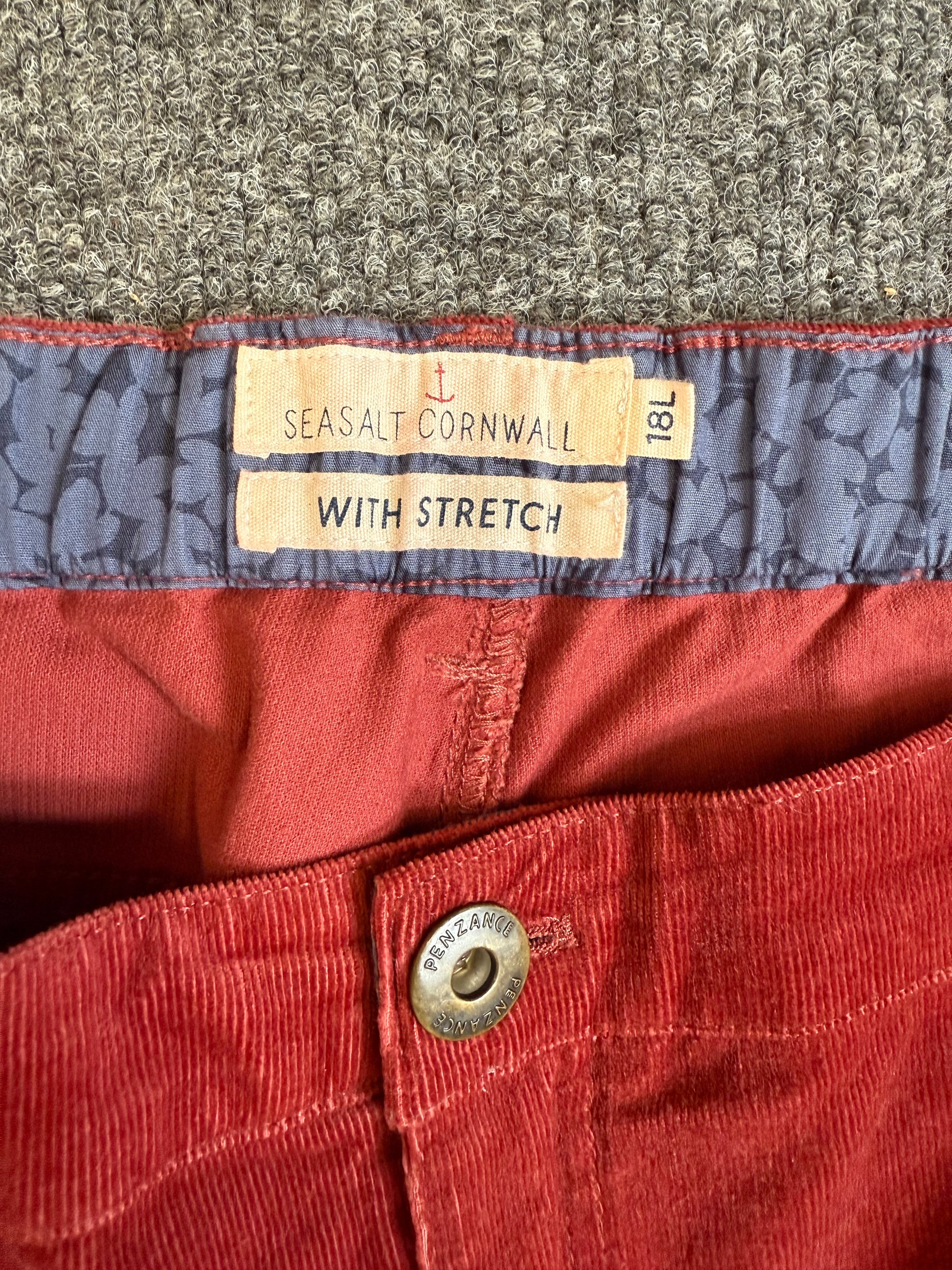 Seasalt red corduroy straight leg trousers