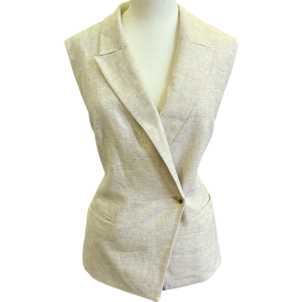 M&S beige waistcoat and trouser co-ord