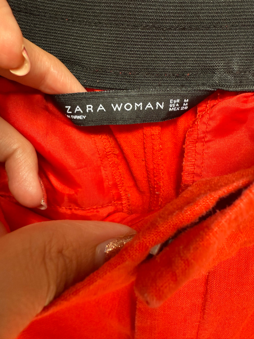 Zara red high waist wide leg trousers