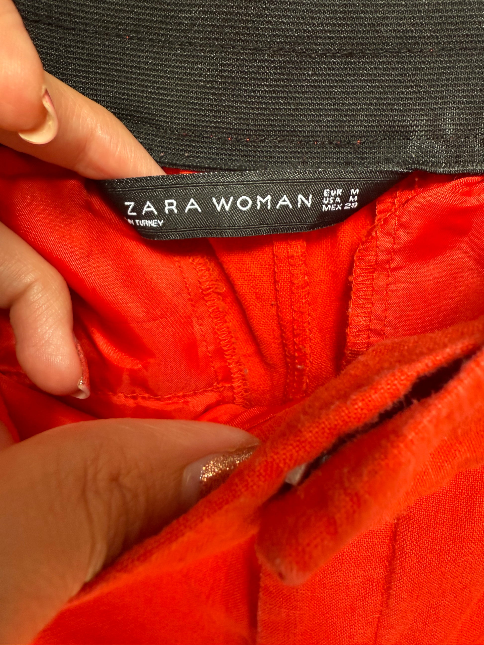 Zara red high waist wide leg trousers