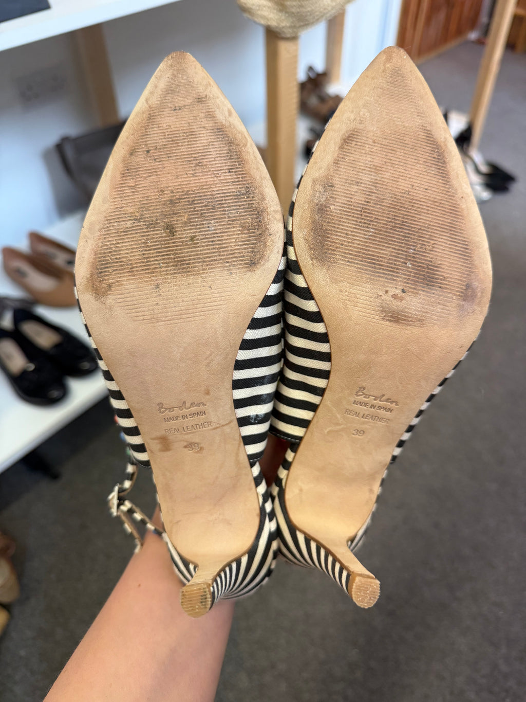 Boden stripe strappy heels