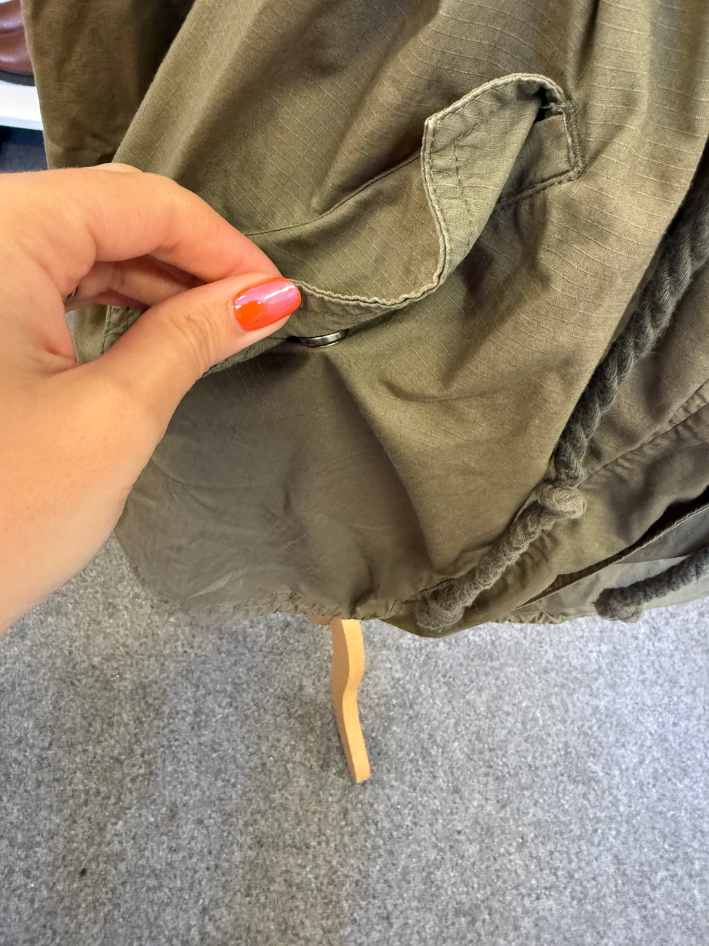Animal khaki drawstring waist longline coat
