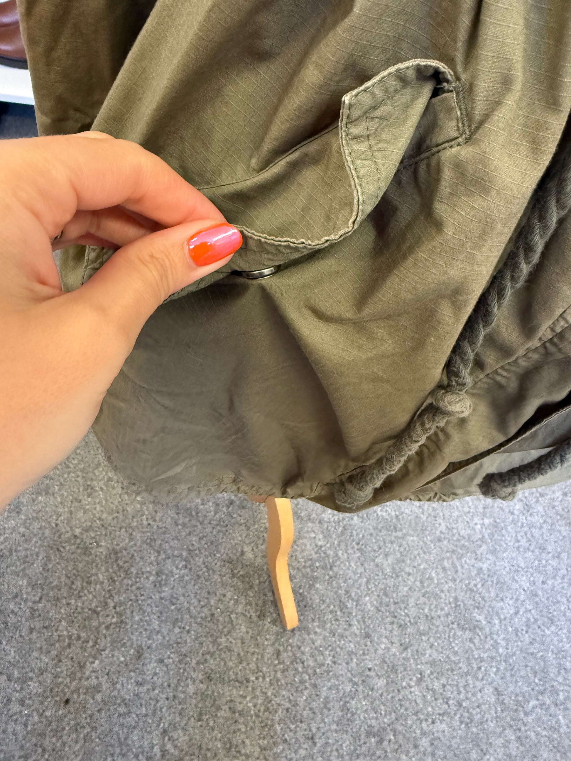 Animal khaki drawstring waist longline coat